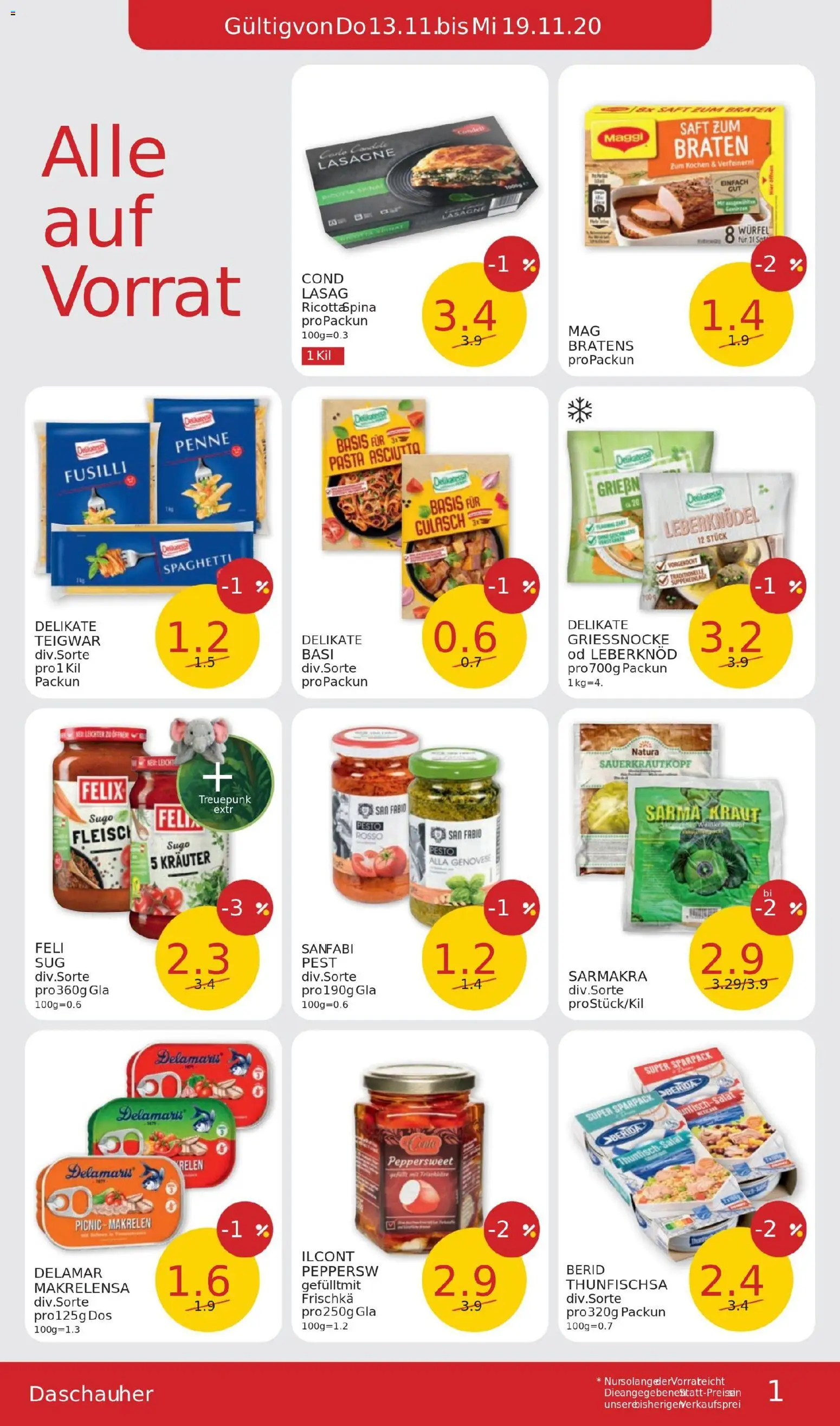 Penny Markt Flugblatt gültig ab 13.11.2025 | Seite: 10 | Produkte: Pasta, Kraut, Hajdina liszt, Saft