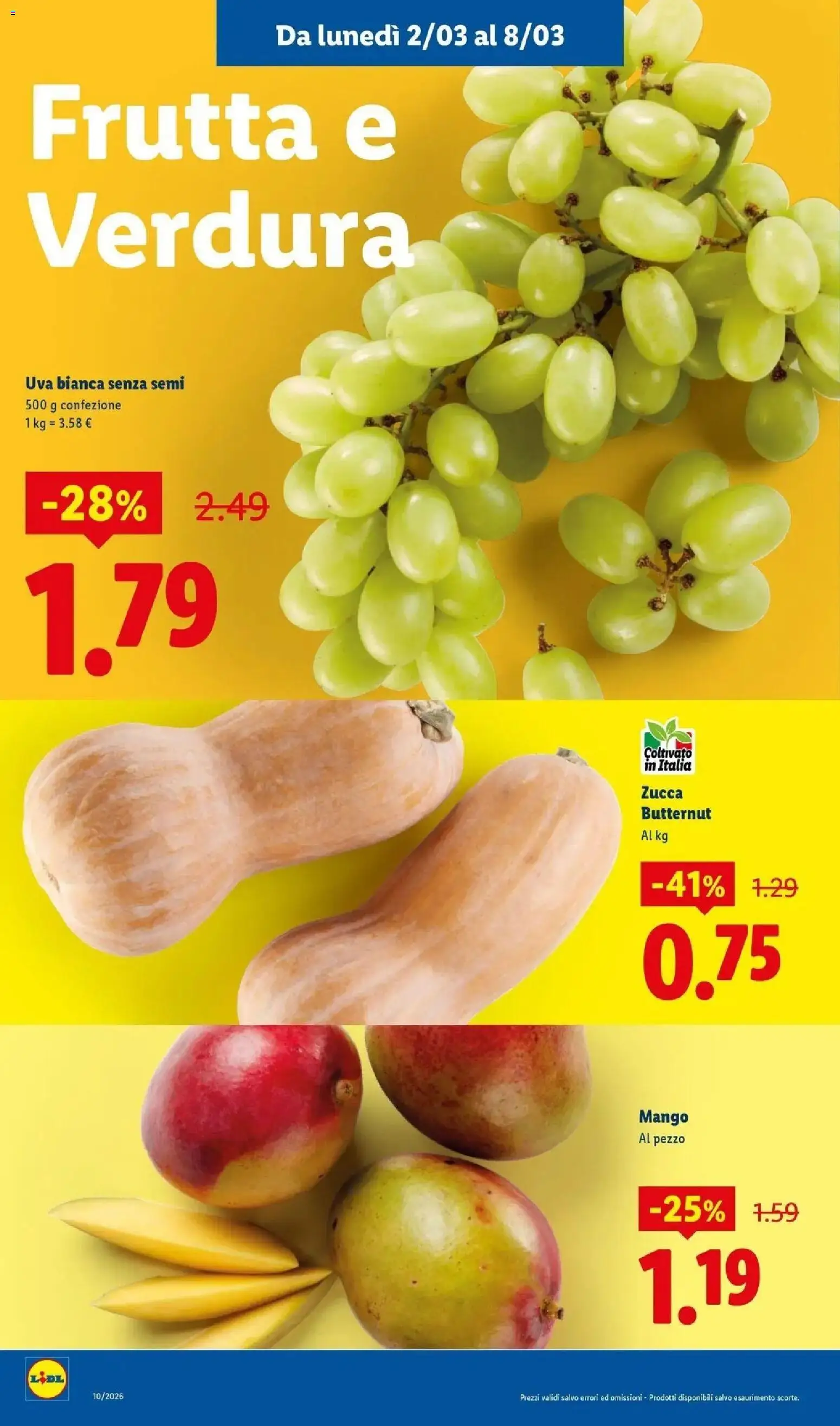 Volantino Lidl del 01.03.2026 | Pagina: 4 | Prodotti: Frutta, Mango, Zucca, Uva