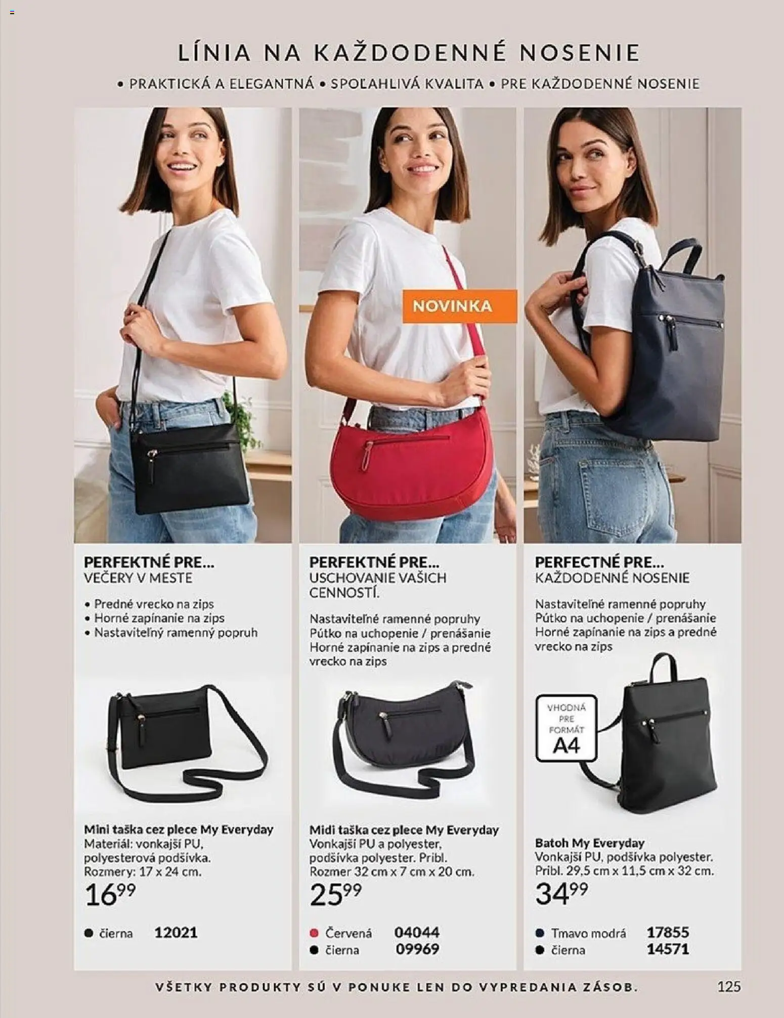 Nové Avon akcie – leták je platný od 01.05.2026 | Strana: 125 | Produkty: Batoh, Taška