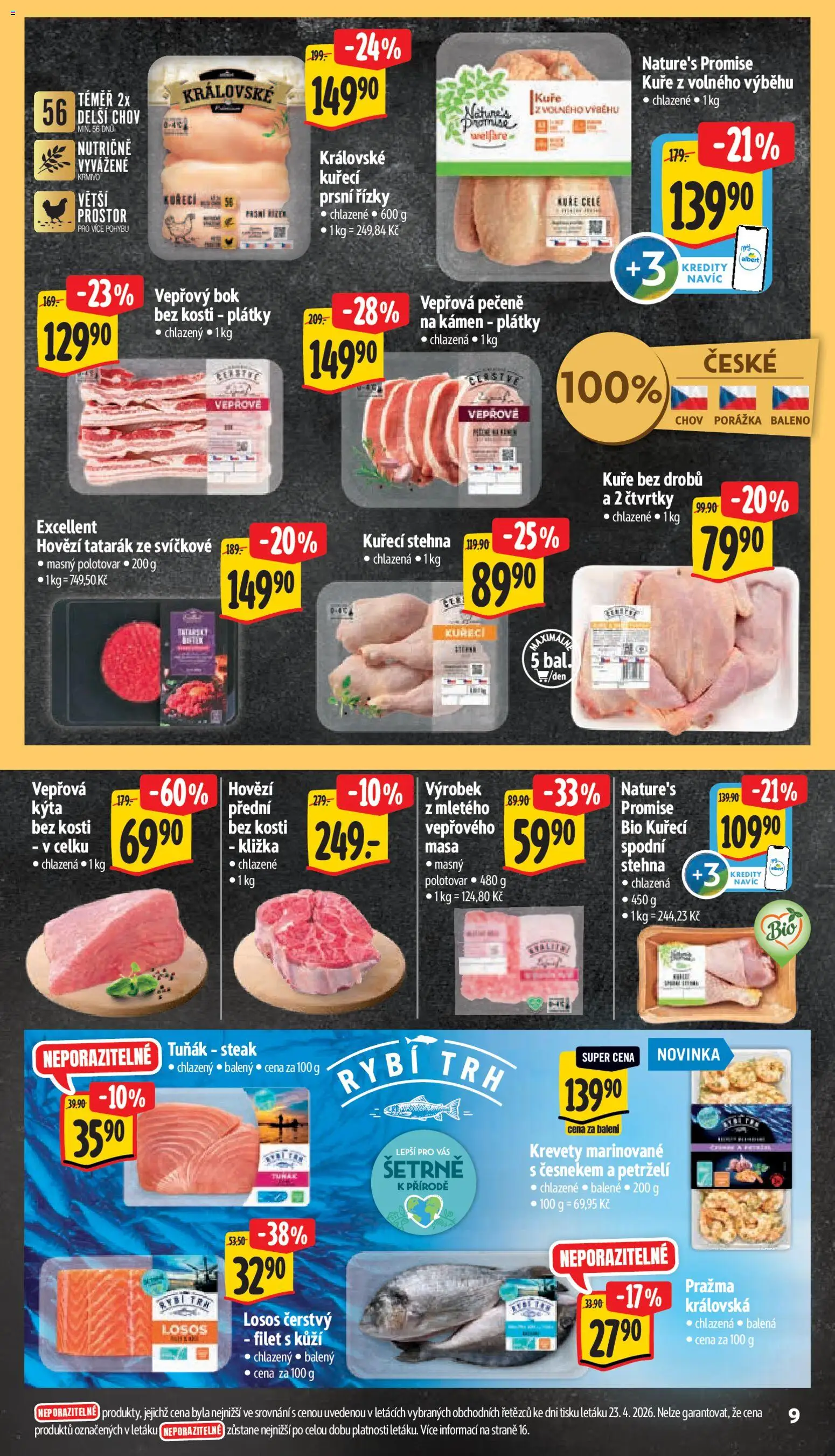 Albert leták - Supermarket od 29.04.2026 | Strana: 17 | Produkty: Hovězí, Kýta, Kuřecí stehna, Krevety