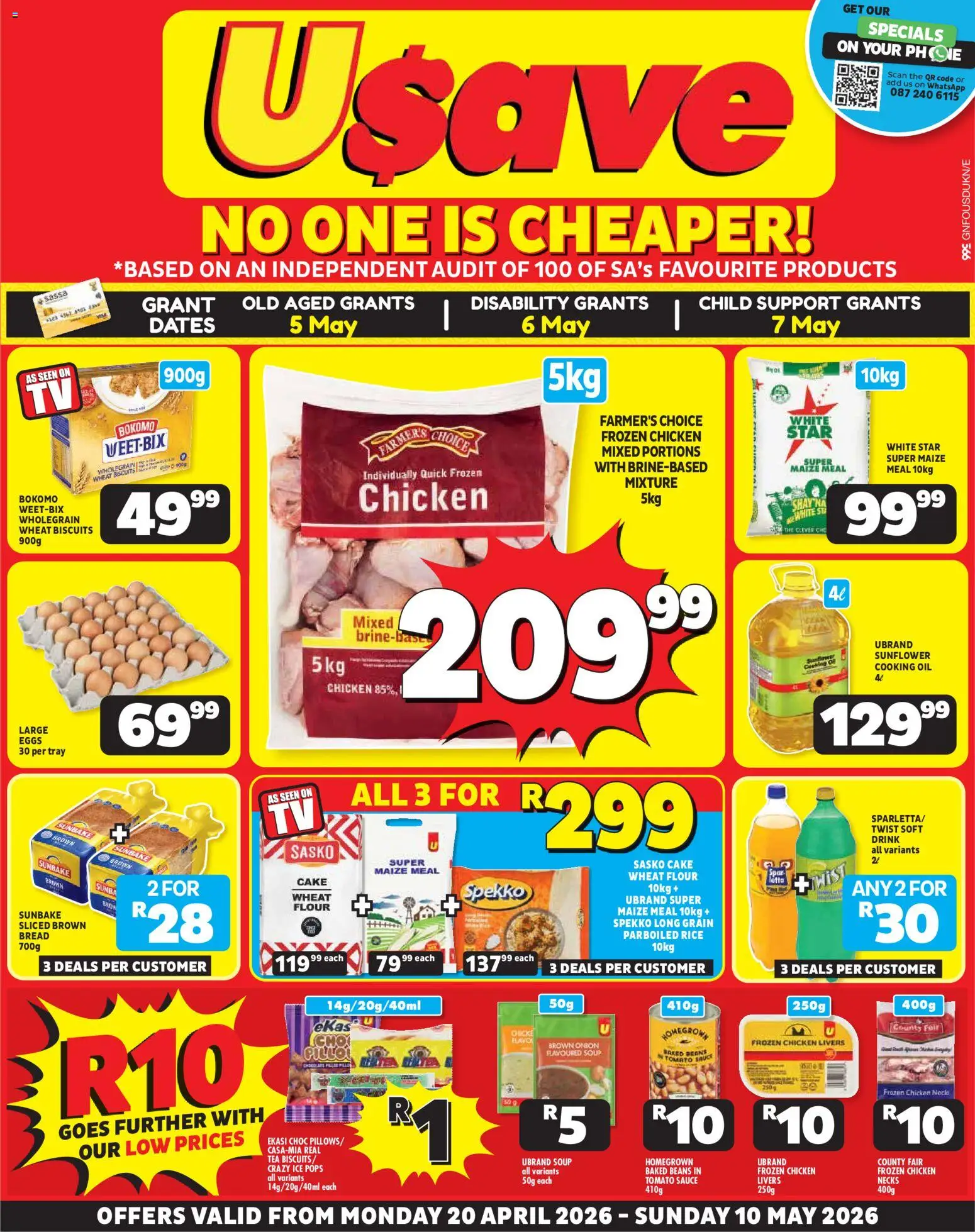 New Usave catalogue – valid from 20.04.2026 | Page: 1 | Products: Baked beans, Tray, Biscuits, Soup