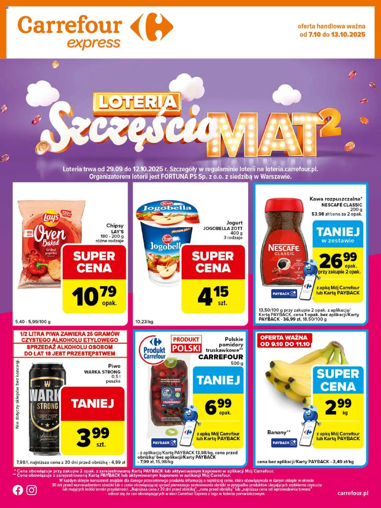 Carrefour Gazetka - Express od 07.10.2025 | Strona: 2 | Produkty: Karta, Chipsy, Jogurt, Piwo