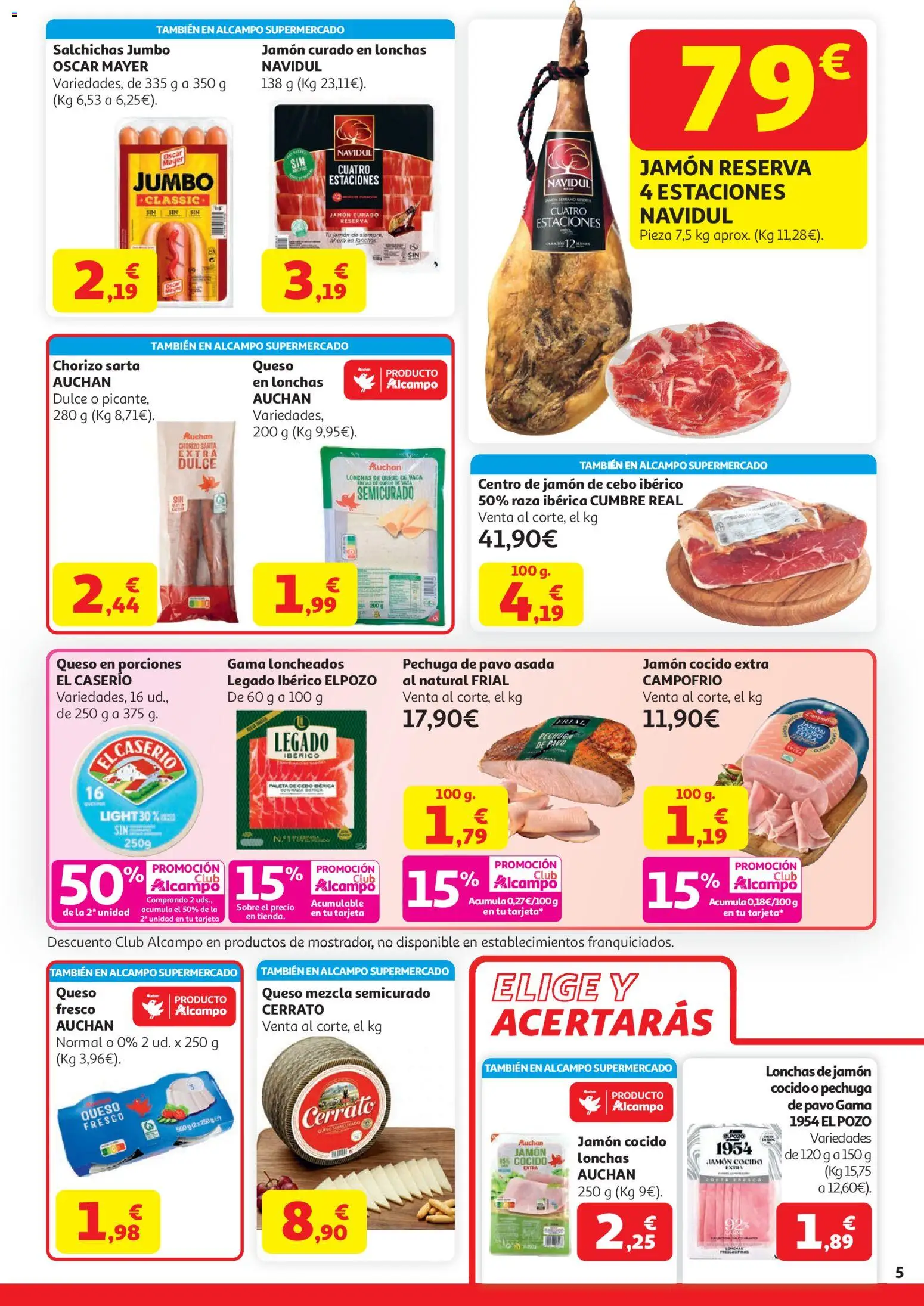 Alcampo HP Unico │ válido desde el 07.04.2026 | Página: 5 | Productos: Queso de vaca, Queso, Jamón cocido, Queso fresco