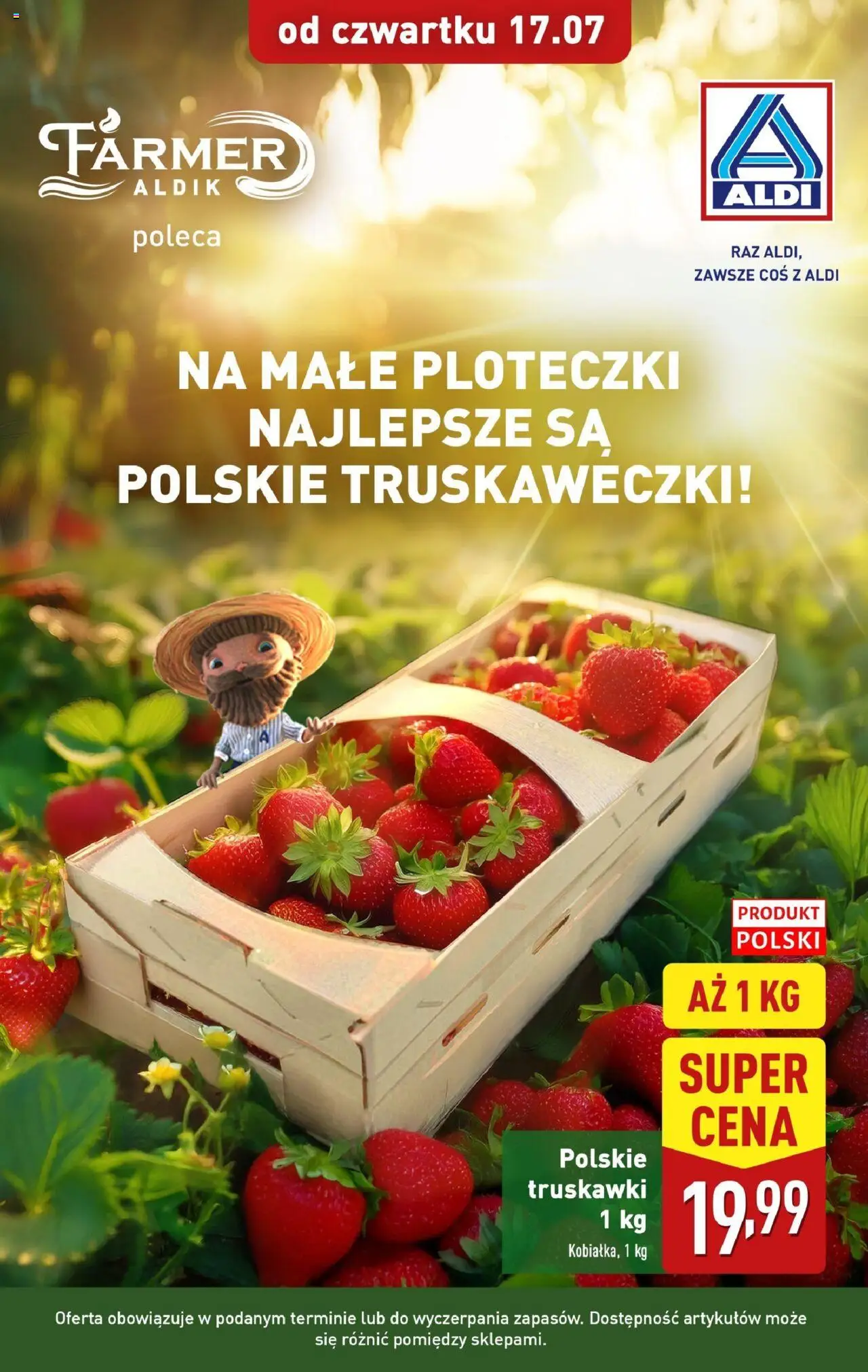Aldi Gazetka - Promocja truskawki od 17.07.2025 | Strona: 1 | Produkty: Truskawki