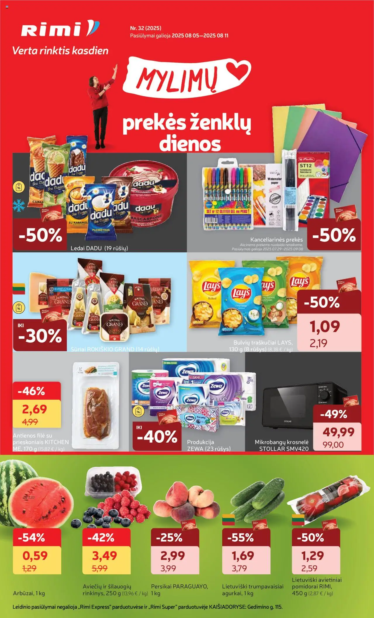 Rimi leidinys│galioja nuo 05.08.2025 | Puslapis: 1 | Prekių: Ledai, Plombyras, Pomidorai, Traškučiai