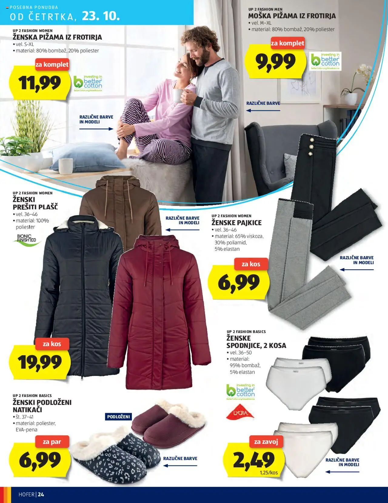 Novi Hofer katalog ponudbe – veljaven od 16.10.2025 | Stran: 24 | Izdelki: Pižama, Kos, Plasc, Natikaci