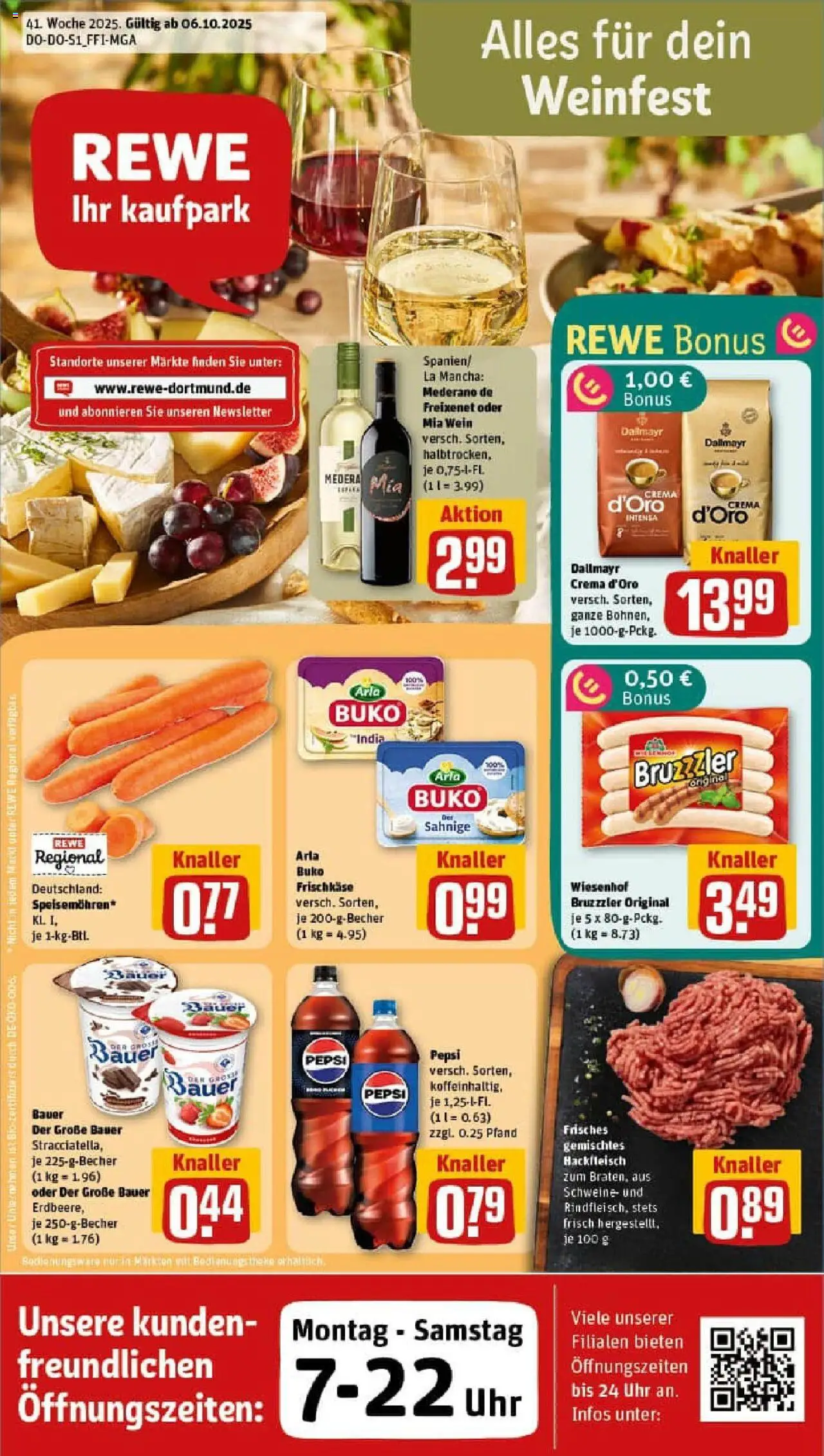 Rewe prospekt Winterberg	 – gültig ab 06.10.2025 | Seite: 1 | Produkte: Theke, Dallmayr, Uhr, Frischkase