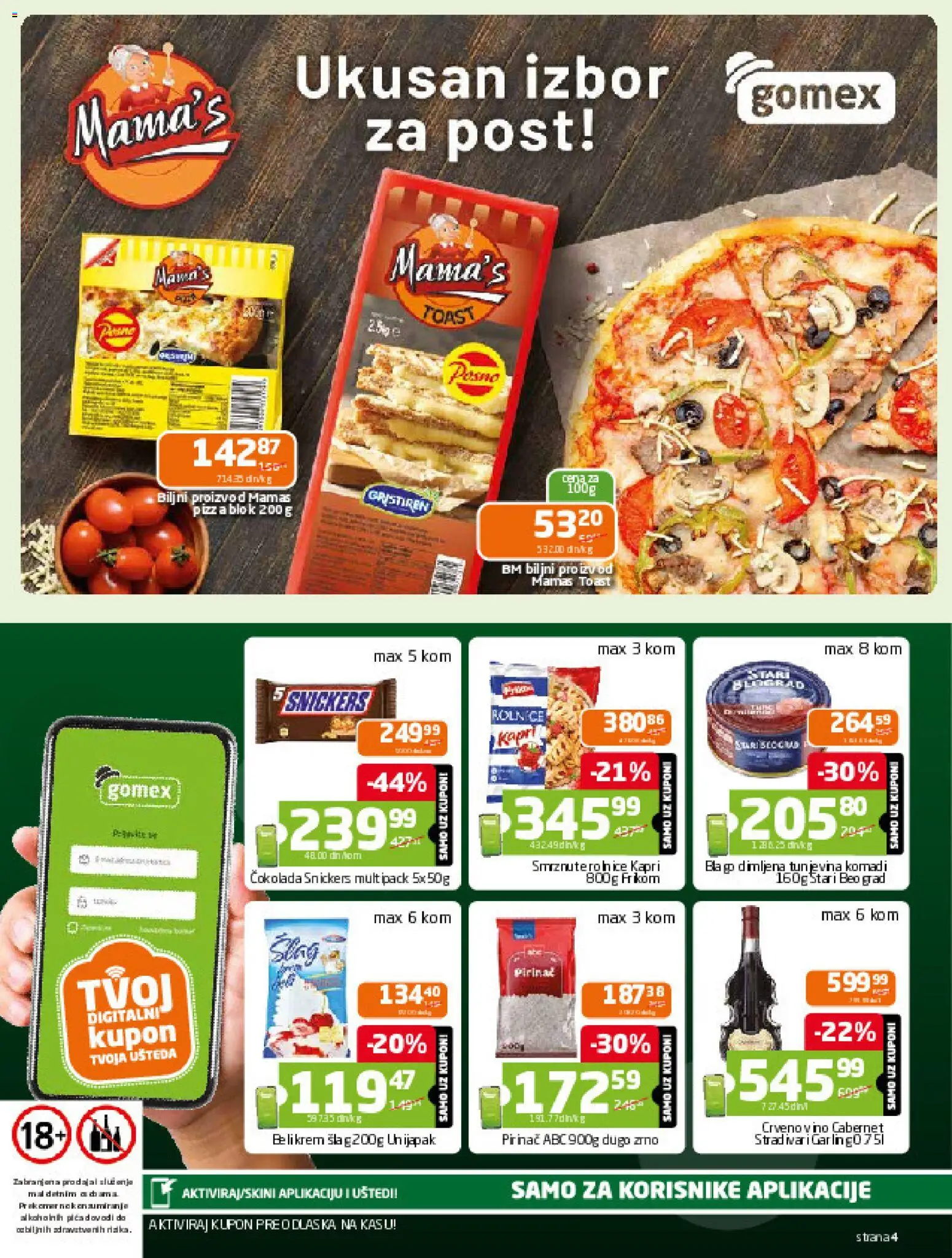 Gomex katalog - važi od 17.12.2025 | Strana: 4 | Proizvode: Crveno vino, Čokolada, Vino, Pirinač