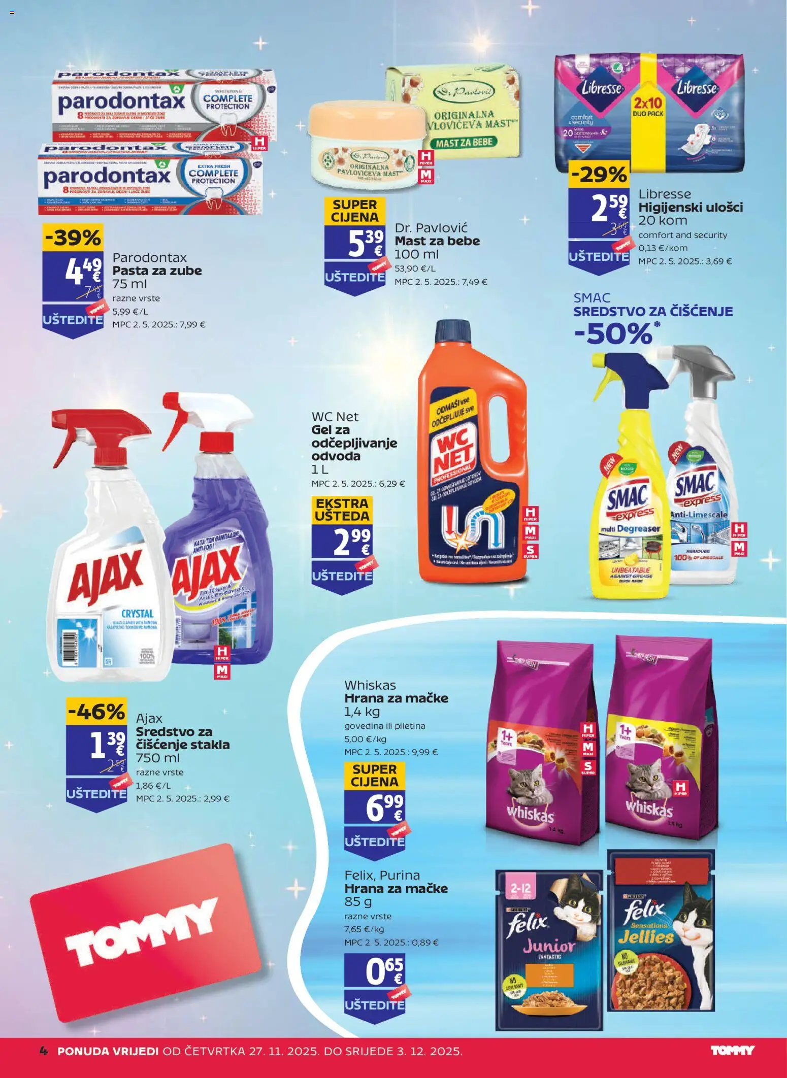 Tommy katalog | vrijedi od 27.11.2025 | Stranica: 4 | Proizvodi: Pasta za zube, Ajax, WC Net, Parodontax
