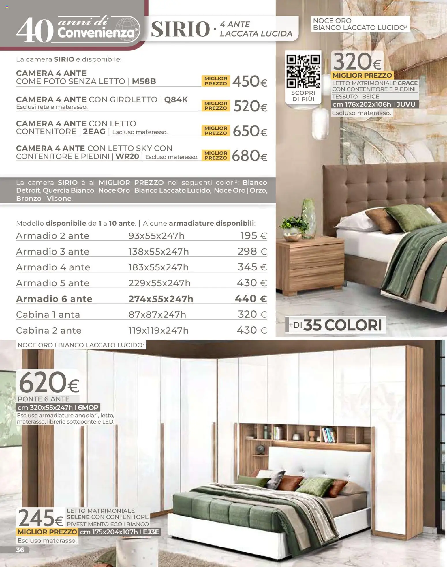 Volantino Mondo Convenienza del 01.01.2026 | Pagina: 38 | Prodotti: Letto matrimoniale, Contenitore, Letto, Armadio
