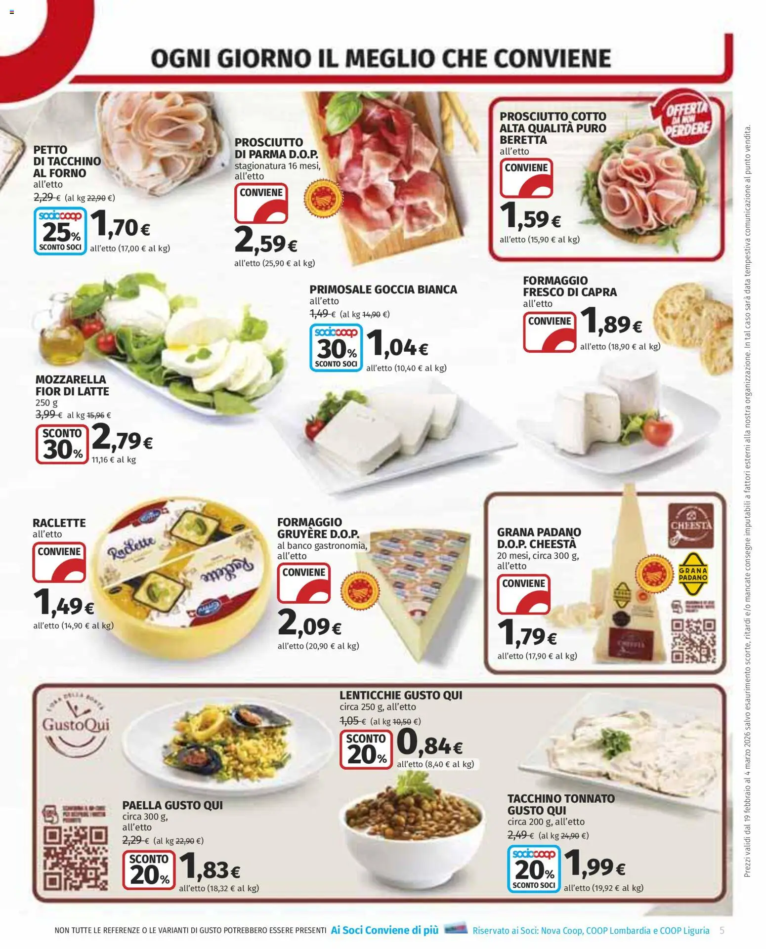 Volantino COOP del 19.02.2026 | Pagina: 5 | Prodotti: Tacchino, Data, Grana Padano, Forno