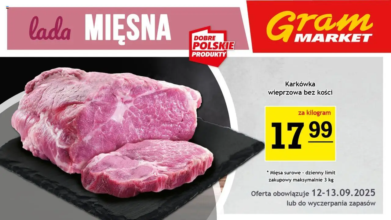 Gram Market Gazetka - Lada Mięsna od 10.09.2025 | Strona: 6 | Produkty: Karkówka, Karkówka wieprzowa