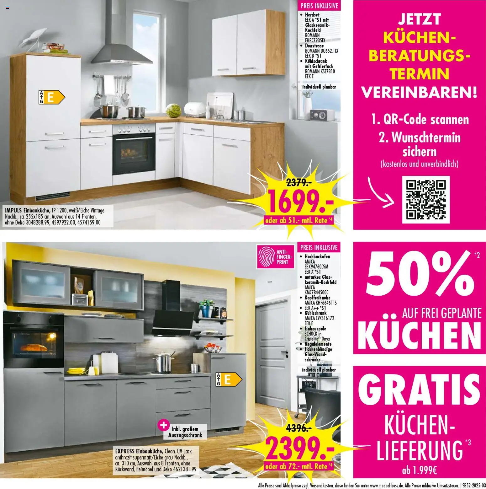 SB Möbel Boss Prospekt 	 – gültig ab 20.12.2025 | Seite: 3 | Produkte: Kühlschrank, Kochfeld, Kuchen