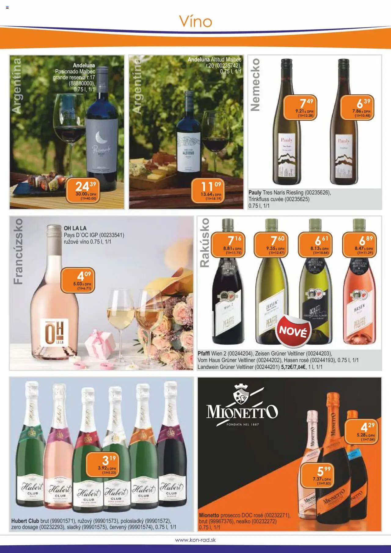 Nové KON - RAD akcie – leták je platný od 01.10.2025 | Strana: 16 | Produkty: Víno, Prosecco, Rúžové víno