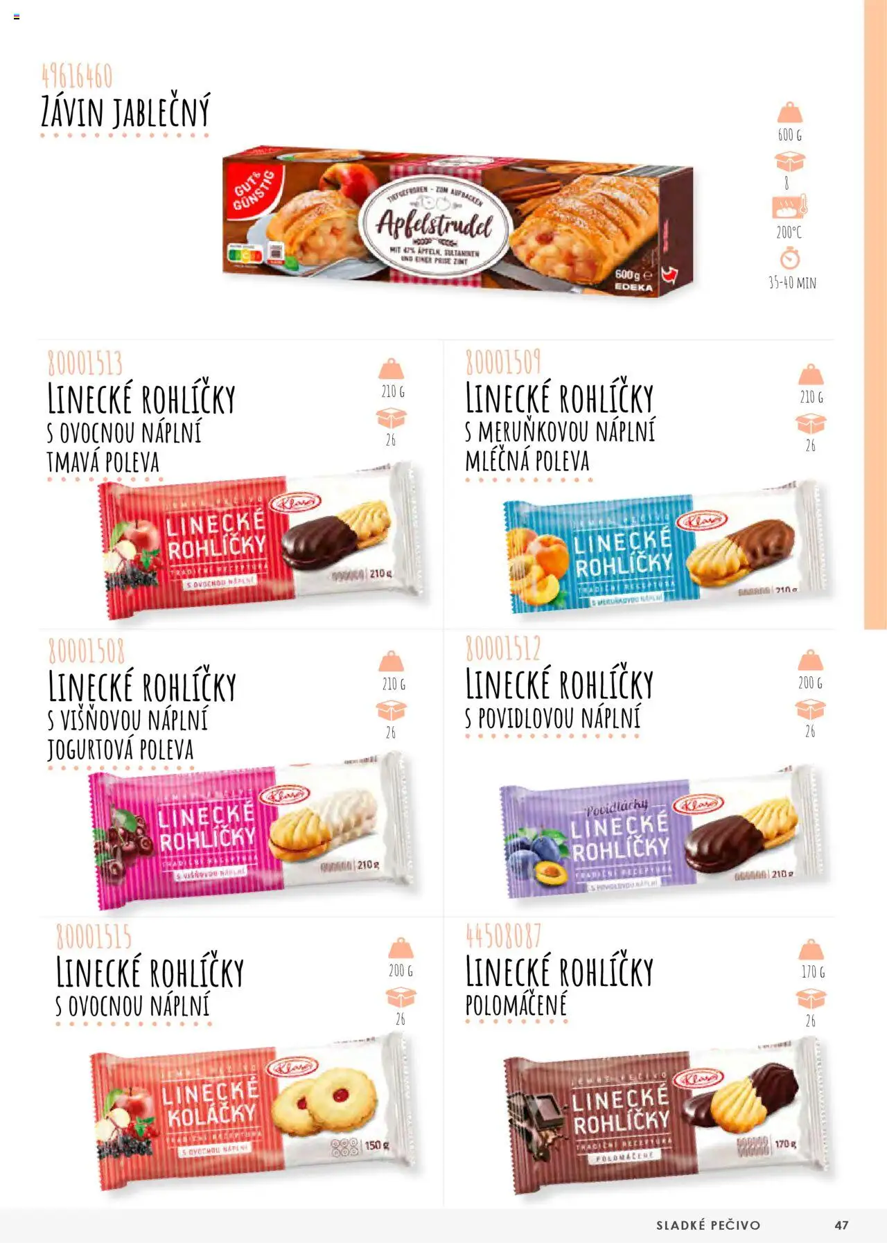 Jip katalog - Pečivo 2025 od 01.01.2025 | Strana: 47 | Produkty: Cookies, Apple, Sladké pečivo, Linecké rohlíčky