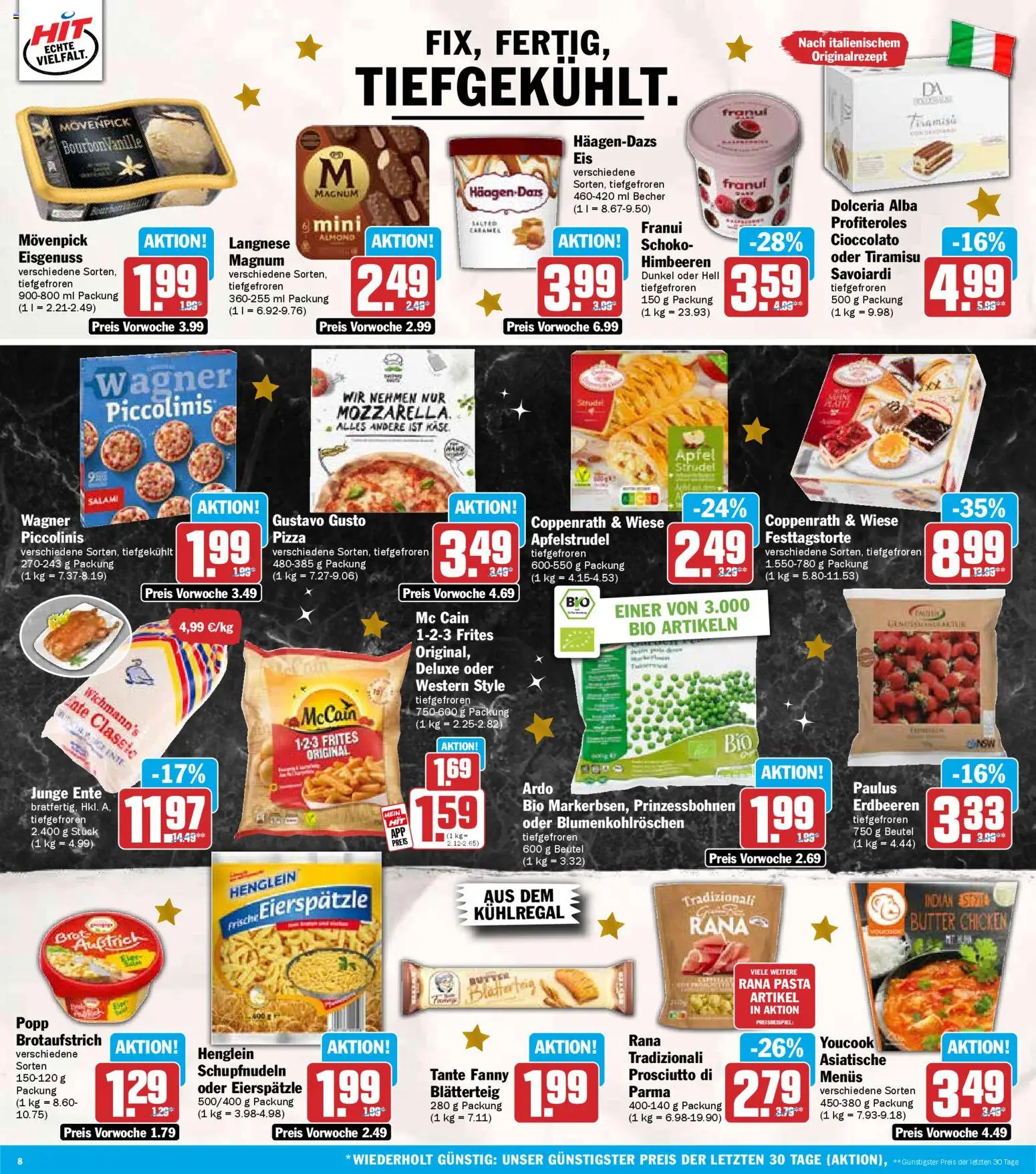 HIT - Berlin – gültig ab 01.12.2025 | Seite: 8 | Produkte: Mozzarella, McCain, Piccolinis, Pasta