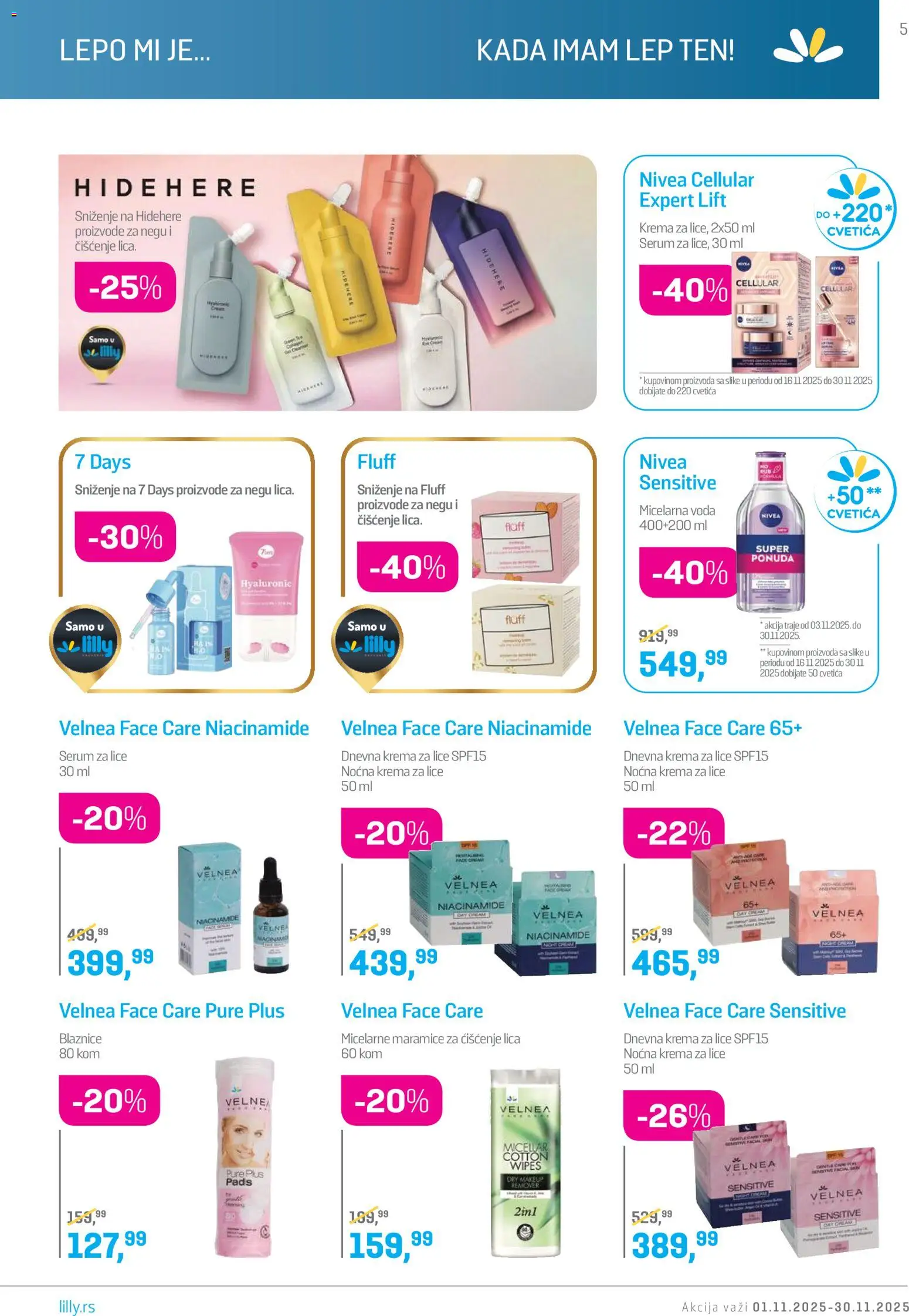 Lilly drogerie katalog - važi od 01.11.2025 | Strana: 5 | Proizvode: Nivea, Voda, Krema, Micelarna voda