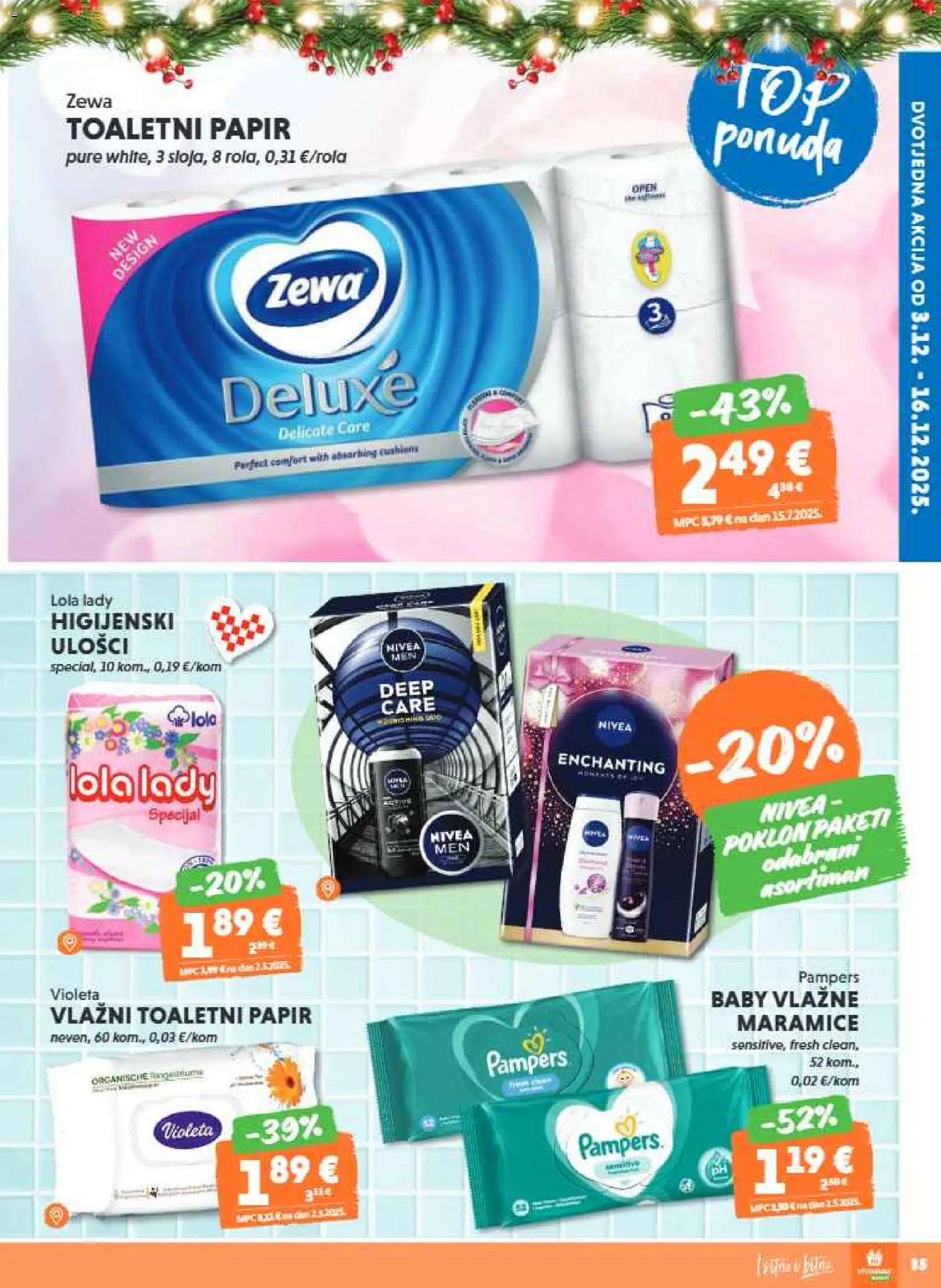 Studenac katalog | vrijedi od 10.12.2025 | Stranica: 35 | Proizvodi: Higijenski ulošci, Zewa, Nivea, Pampers