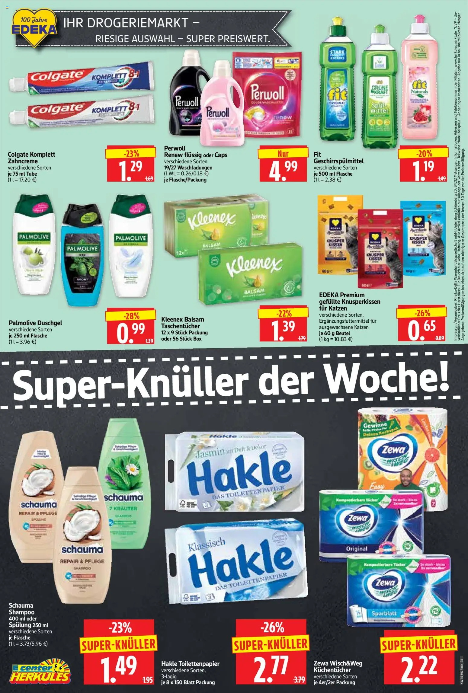 HERKULES Prospekt 	 – gültig ab 30.03.2026 | Seite: 24 | Produkte: Schauma shampoo, Kissen, Duschgel, Geschirrspülmittel