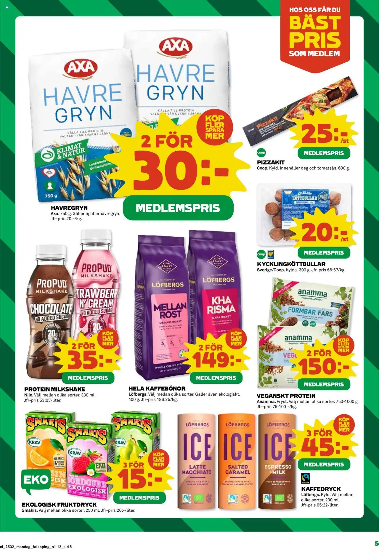 Coop reklamblad aktuell från 04.08.2025 | Sida: 5 | Produkter: Kvarn, Köttbullar, Galler, Tomatsås