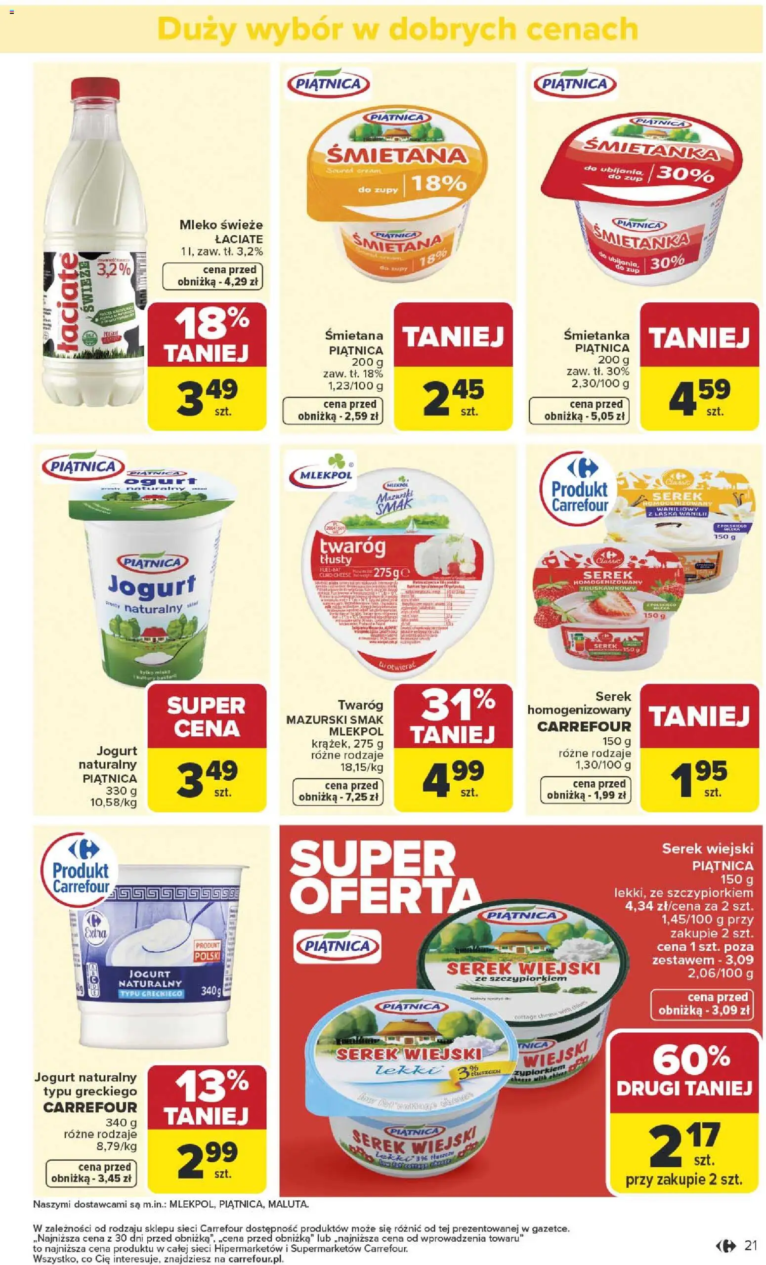 Carrefour Gazetka od 05.01.2026 | Strona: 23 | Produkty: Serek, Serek wiejski, Mleko, Śmietana