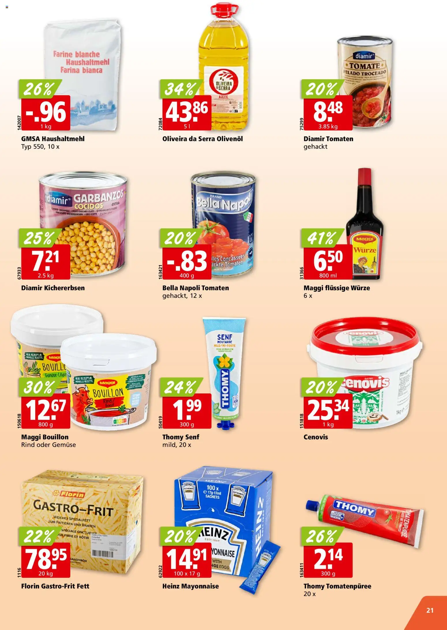 Aligro actionen Chavannes, Matran, Genf, Sitten – gültig ab 16.03.2026 | Seite: 21 | Produkte: Tomatenpüree, Tomaten, Gemüse, Mayonnaise