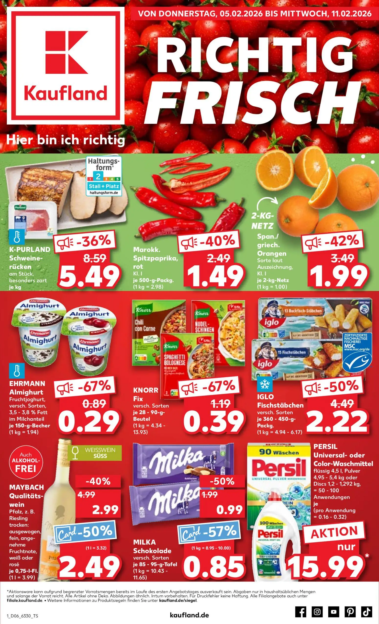 Kaufland prospekt Hamburg	 – gültig ab 05.02.2026 | Seite: 1 | Produkte: Schokolade, Milka schokolade, Orangen, Milka