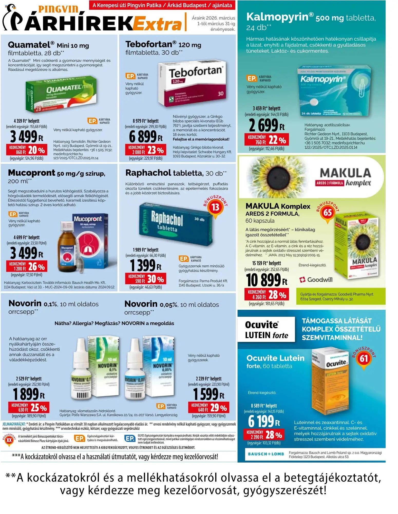 Pingvin Patika akciós ujság - amely érvényes a következő dátumtól: 01.03.2026 | Oldal: 11 | Termékek: Ginkgo biloba