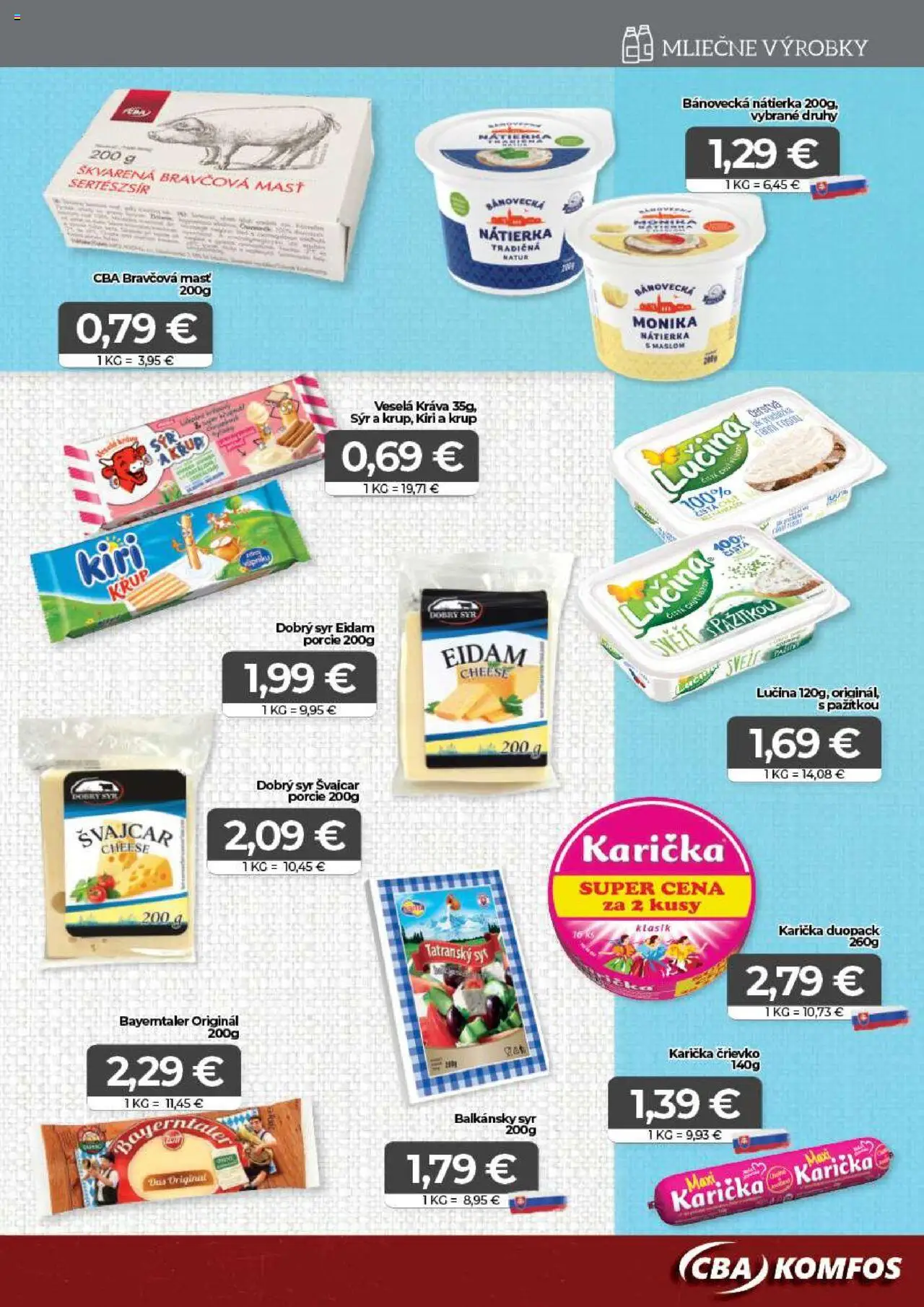 Nové CBA Komfos akcie – leták je platný od 19.09.2025 | Strana: 5 | Produkty: Syr, Eidam, Balkánsky syr
