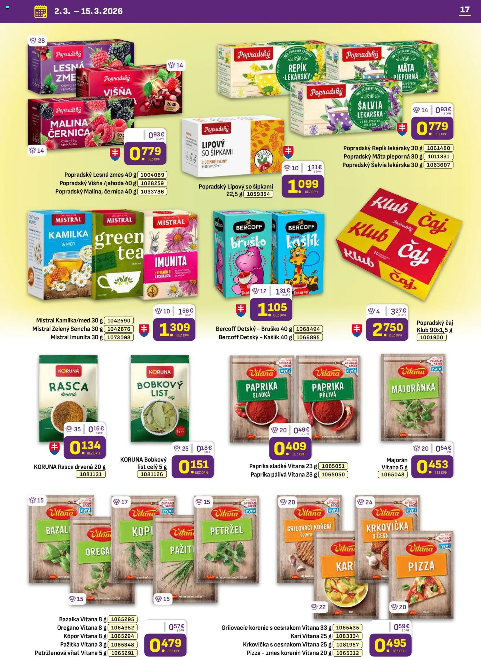 Nové Libex akcie – leták je platný od 02.03.2026 | Strana: 17 | Produkty: Paprika, Čaj, Krkovička, Korenie