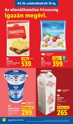 MILBONA Szeletelt ementáli sajt, 200 g; 1 kg = 2695 Ft - amely érvényes a következő dátumtól: 16.04.2026 | Oldal: 6