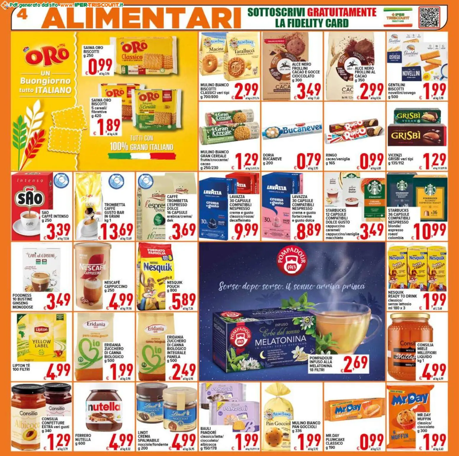Volantino Ipertriscount del 18.11.2025 | Pagina: 4 | Prodotti: Biscotti, Latte, Lavazza, Frollini