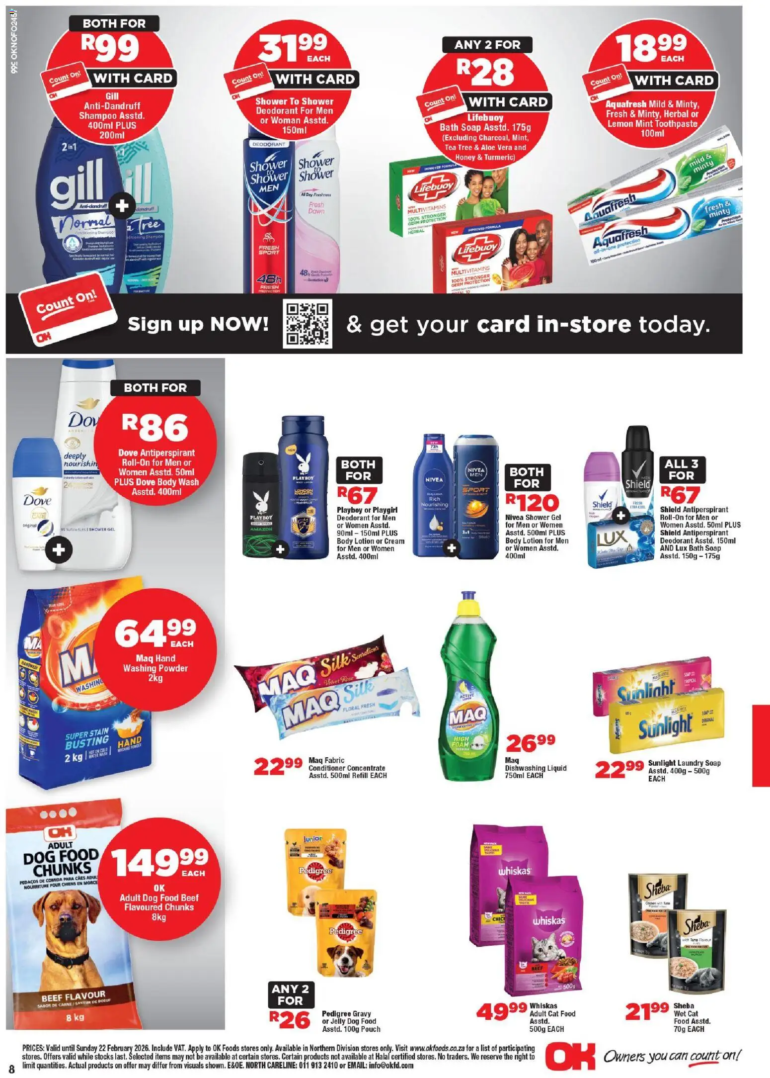 New OK Foods catalogue – valid from 11.02.2026 | Page: 8 | Products: Multivitamins, Cream, Antiperspirant, Foam