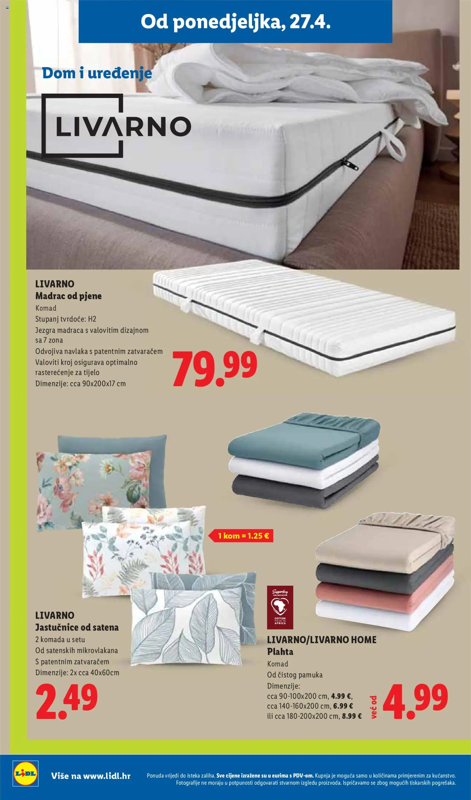 Lidl katalog | vrijedi od 27.04.2026 | Stranica: 30 | Proizvodi: Madrac, Plahta