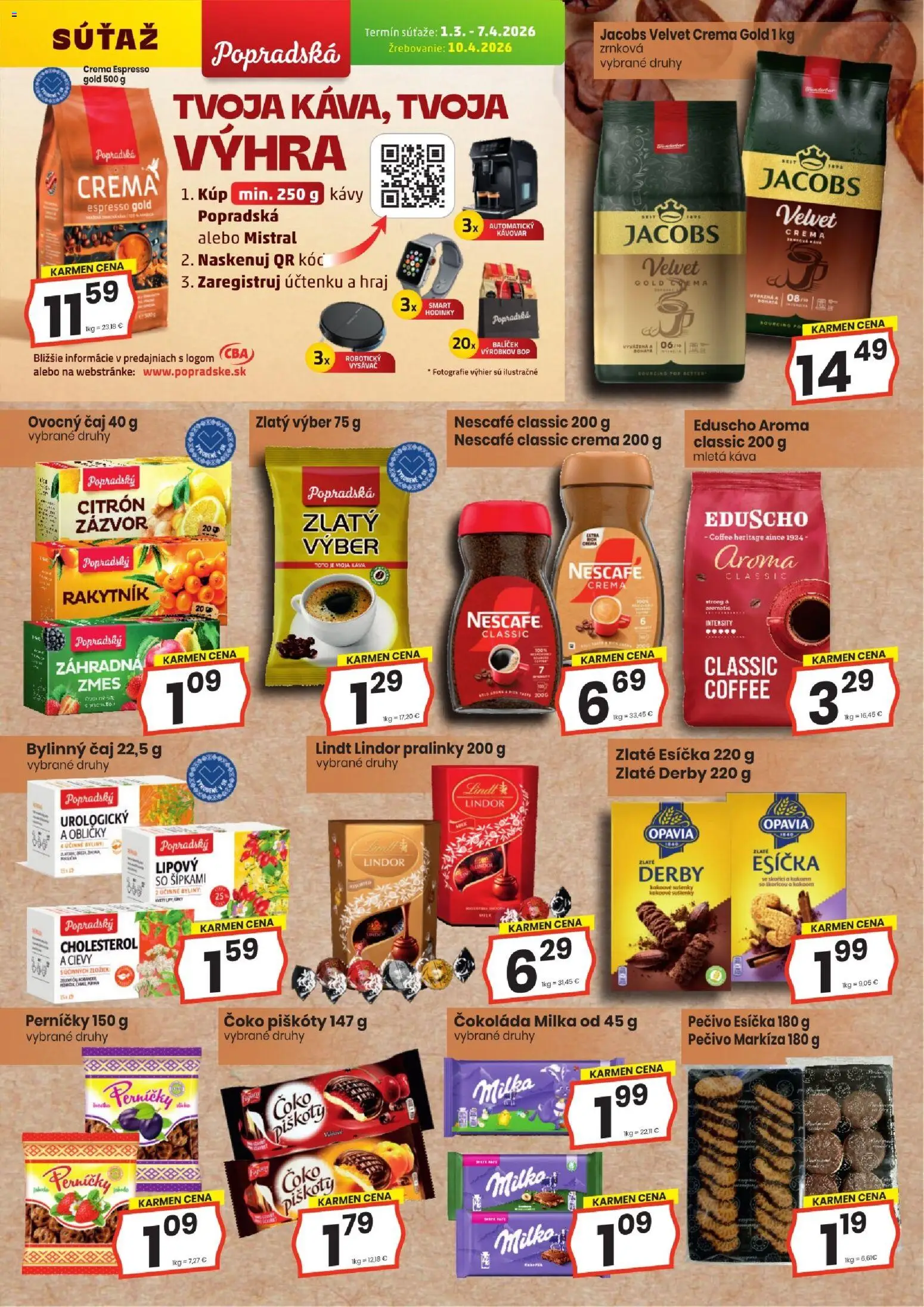 Nové KARMEN CBA akcie – leták je platný od 19.03.2026 | Strana: 10 | Produkty: Automatický kávovar, Smart hodinky, Kávovar, Hodinky