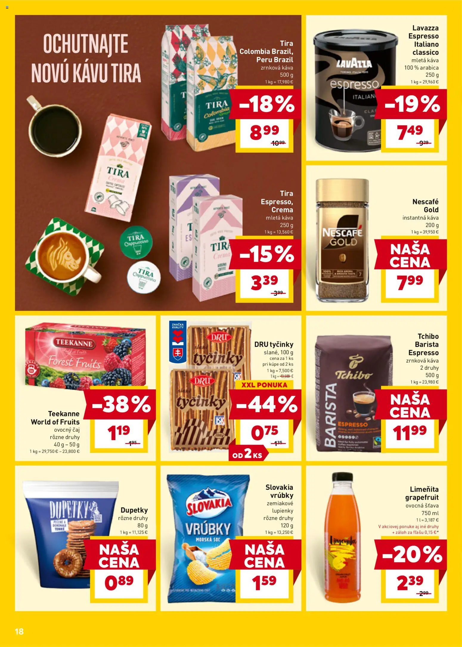 Nové Billa akcie – leták je platný od 07.01.2026 | Strana: 18 | Produkty: Káva, Barista, Grapefruit, Nescafé Crema