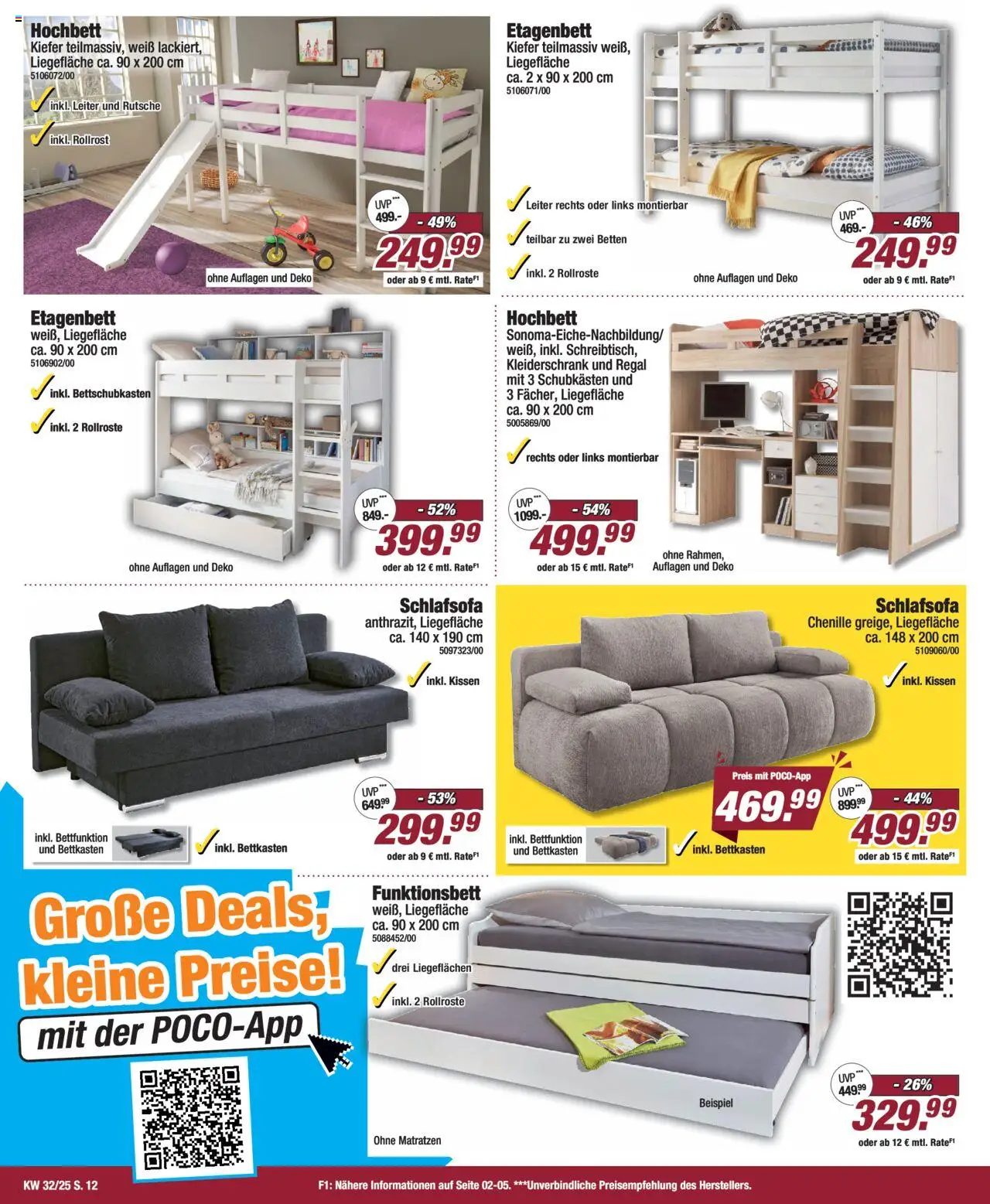 Poco Prospekt 	 - gültig ab dem 02.08.2025 | Seite: 12 | Produkte: Schlafsofa, Kissen, Kleiderschrank, Regal
