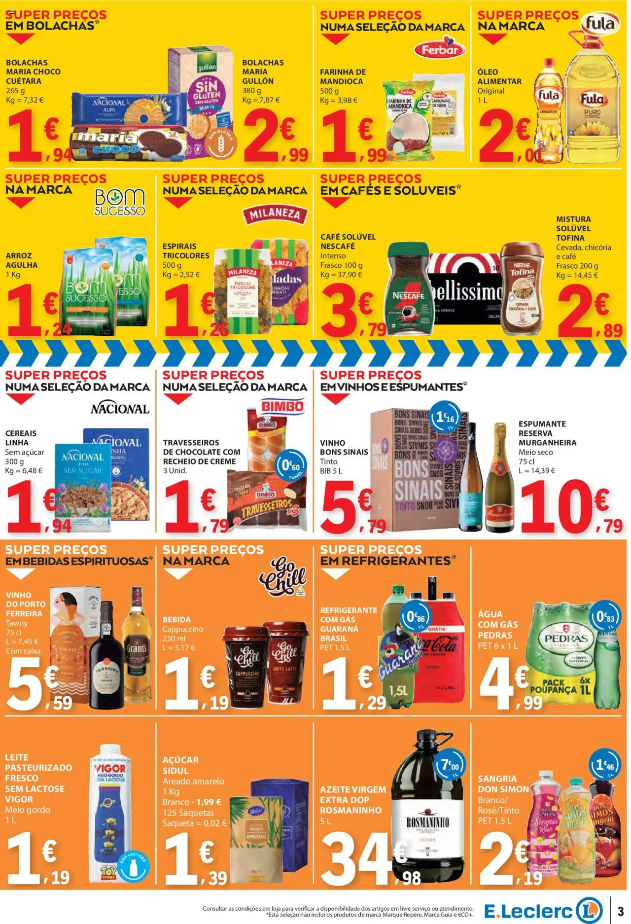 E.Leclerc Catálogo Fim de Semana │ válido de 15.08.2025 | Página: 3 | Produtos: Café, Chocolate, Açúcar, Cereais
