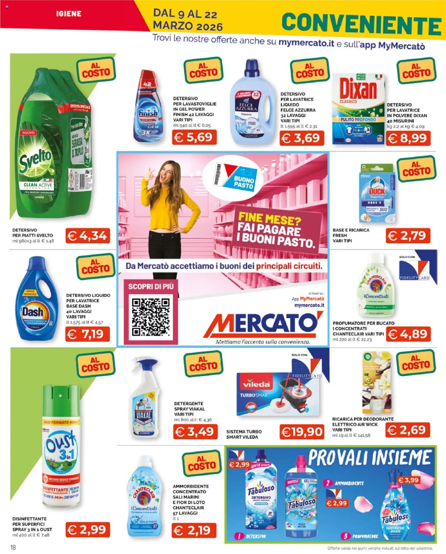 Volantino Mercatò del 09.03.2026 | Pagina: 18 | Prodotti: Deodorante, Ammorbidente, Detergente, Lavastoviglie