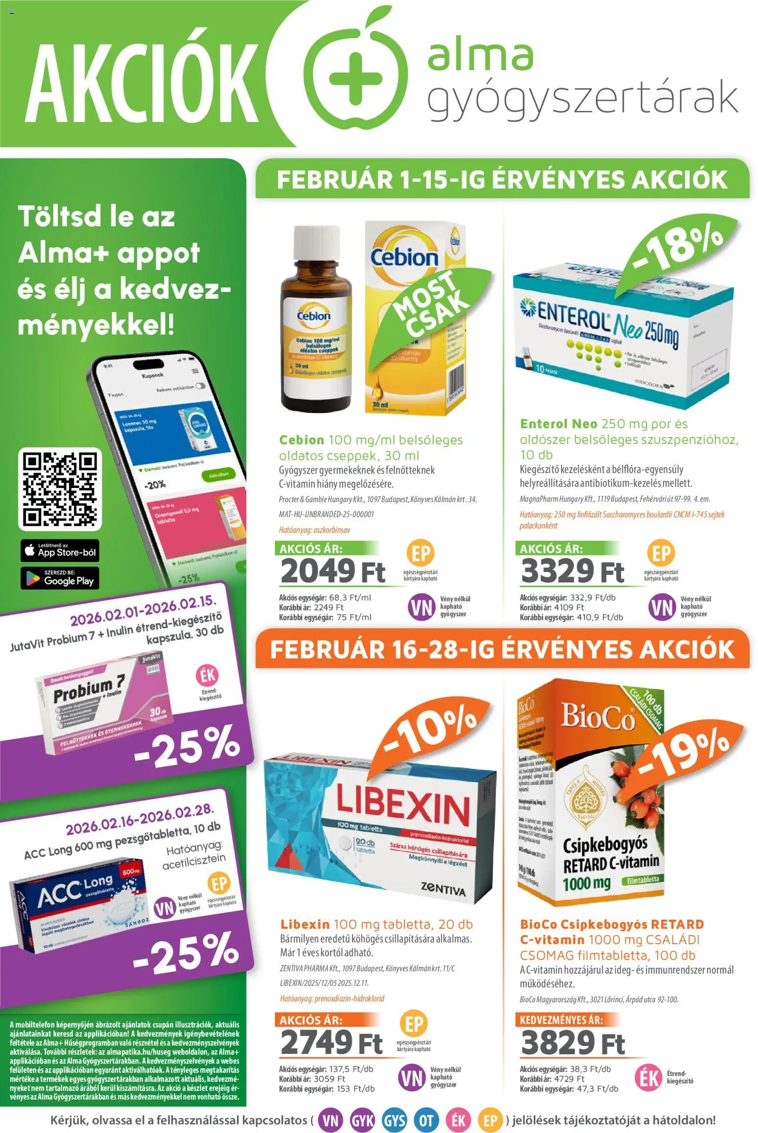 Alma Gyógyszertárak akciós ujság - amely érvényes a következő dátumtól: 01.02.2026 | Oldal: 1 | Termékek: Alma