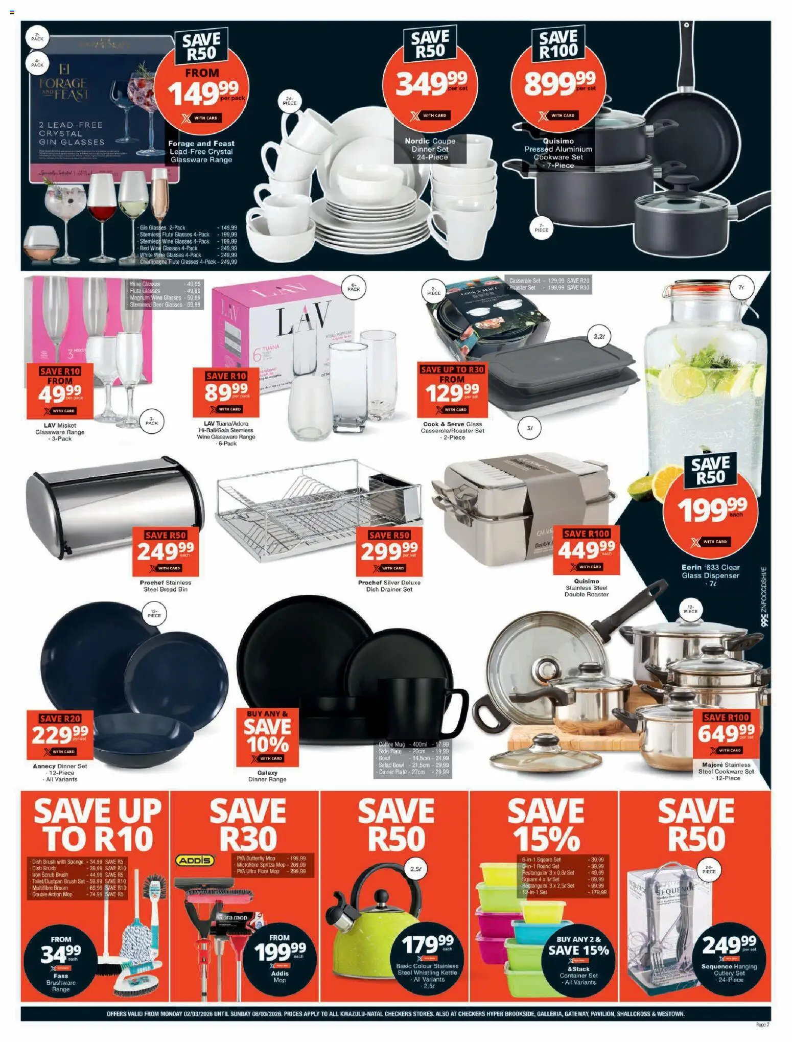 New Checkers catalogue – valid from 02.03.2026 | Page: 7 | Products: Glasses, Wine, Gin, Salad