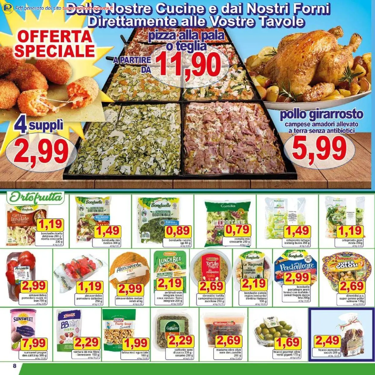 Volantino Pewex del 13.06.2025 | Pagina: 8 | Prodotti: Rucola, Pomodoro, Olive, Pasta