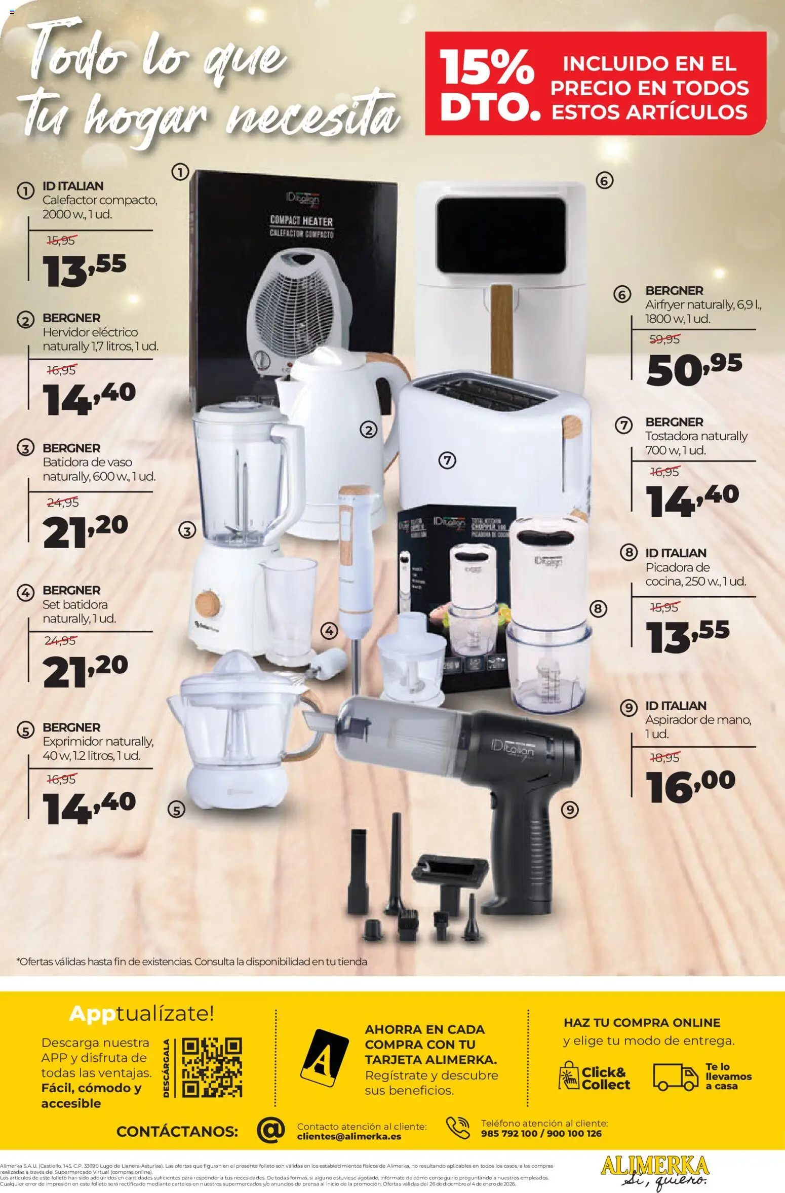 Alimerka folleto │ válido desde el 26.12.2025 | Página: 16 | Productos: Teléfono, Batidora, Exprimidor, Aspirador
