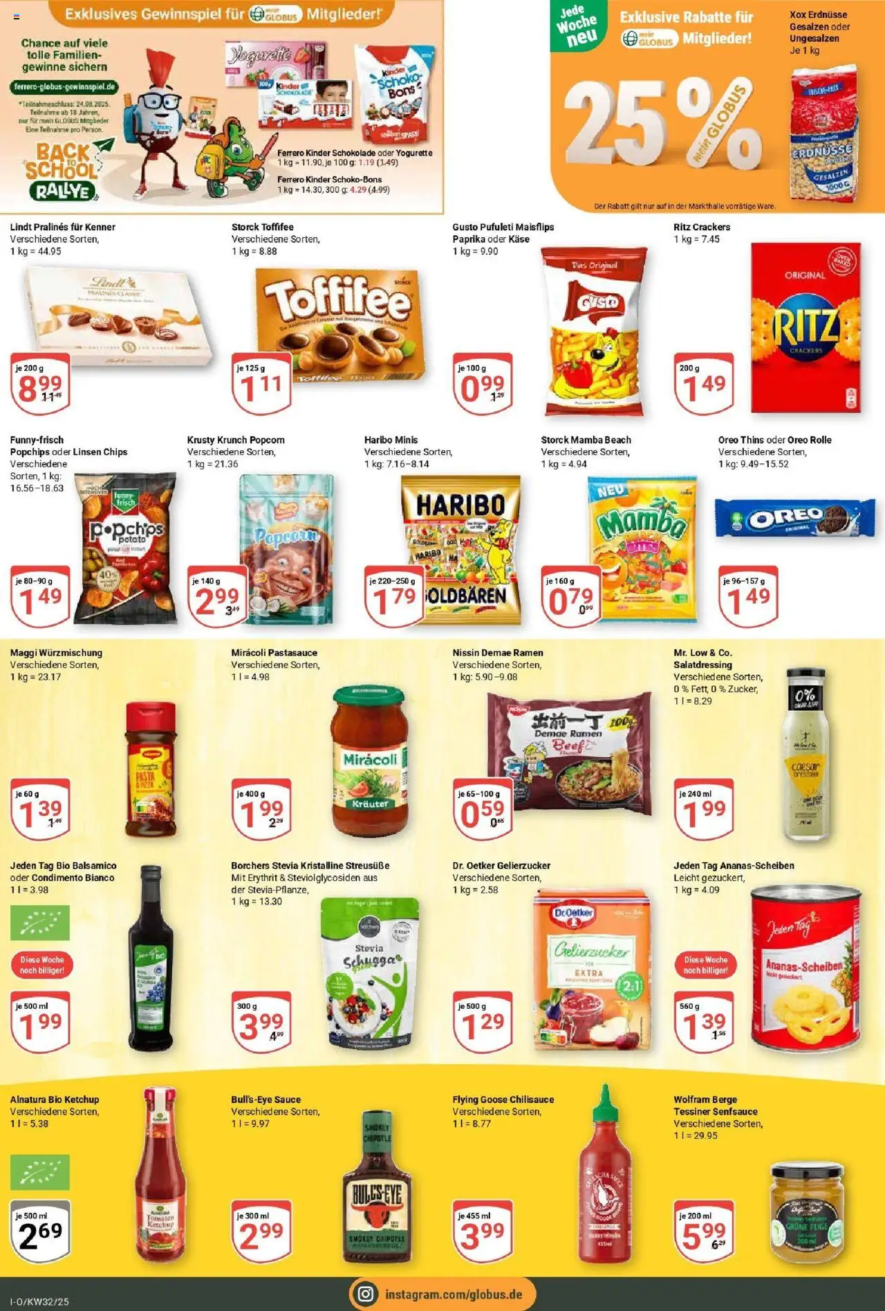 Globus prospekt Idar-Oberstein	 - gültig ab dem 03.08.2025 | Seite: 14 | Produkte: Kinder schokolade, Gelierzucker, Paprika, Lindt