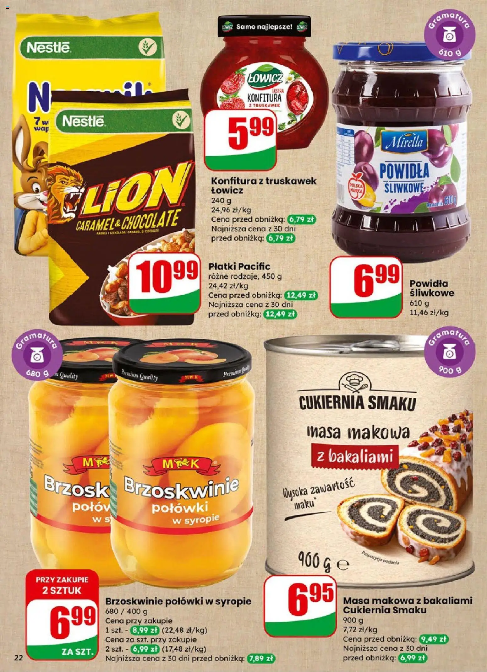 Dino Gazetka od 21.01.2026 | Strona: 22 | Produkty: Powidła śliwkowe, Masa makowa, Powidła, Płatki