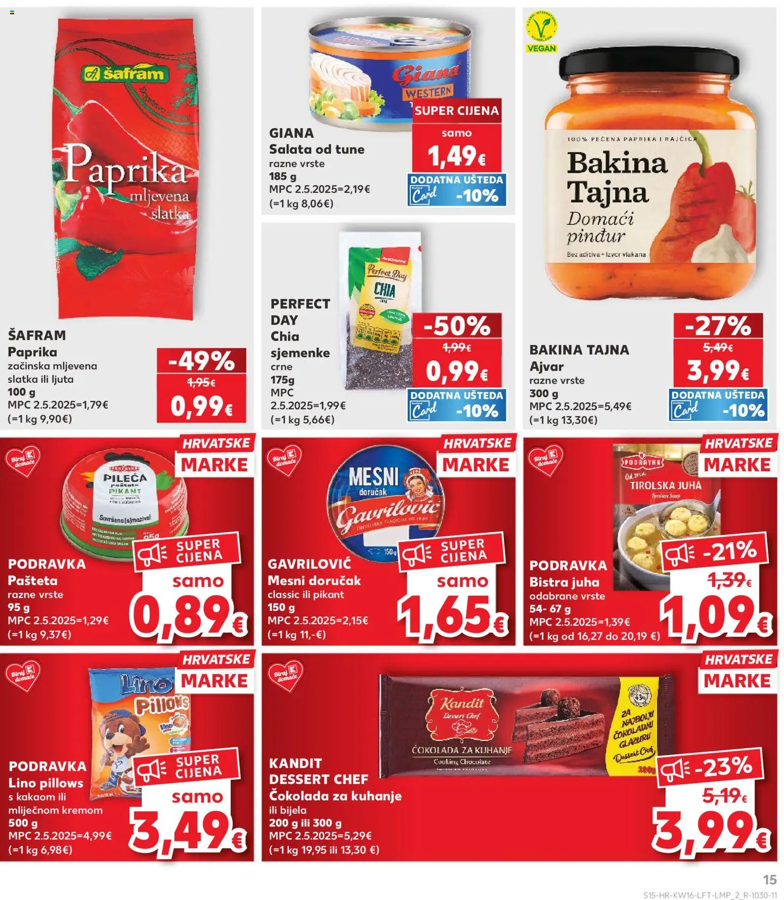 Kaufland katalog | vrijedi od 15.04.2026 | Stranica: 15 | Proizvodi: Podravka, Mesni doručak, Sjemenke, Pinđur