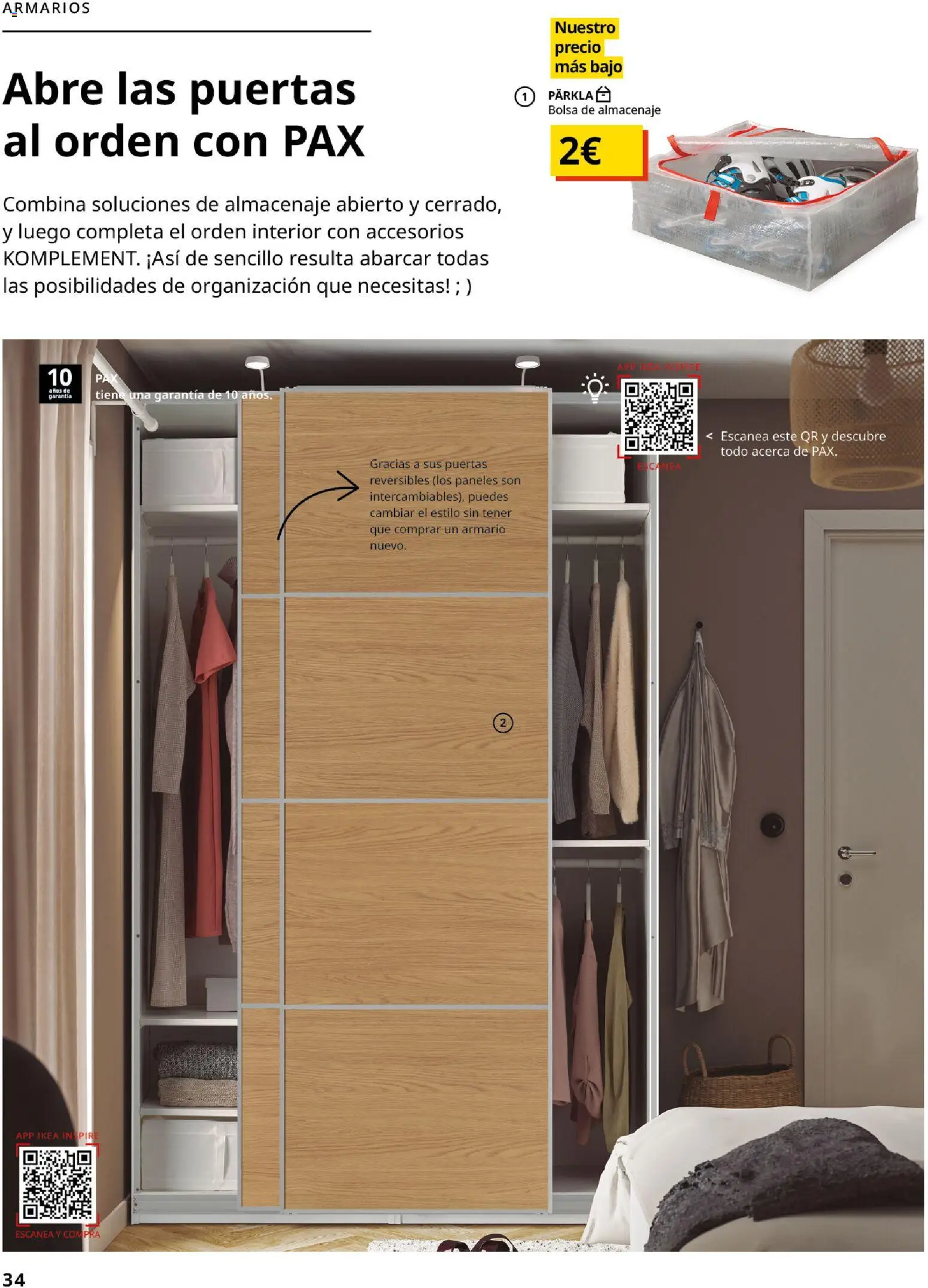 Catálogo IKEA Dormitorios │ válido desde el 01.02.2026 | Página: 34 | Productos: Bolsa, Almacenaje, Armario