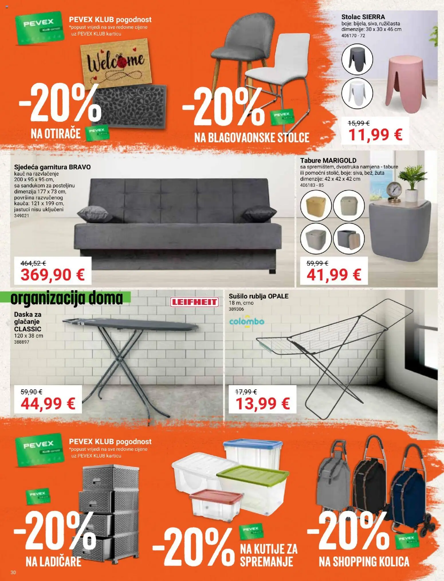 Pevex katalog | vrijedi od 05.03.2026 | Stranica: 30 | Proizvodi: Kauč, Kolica, Tabure