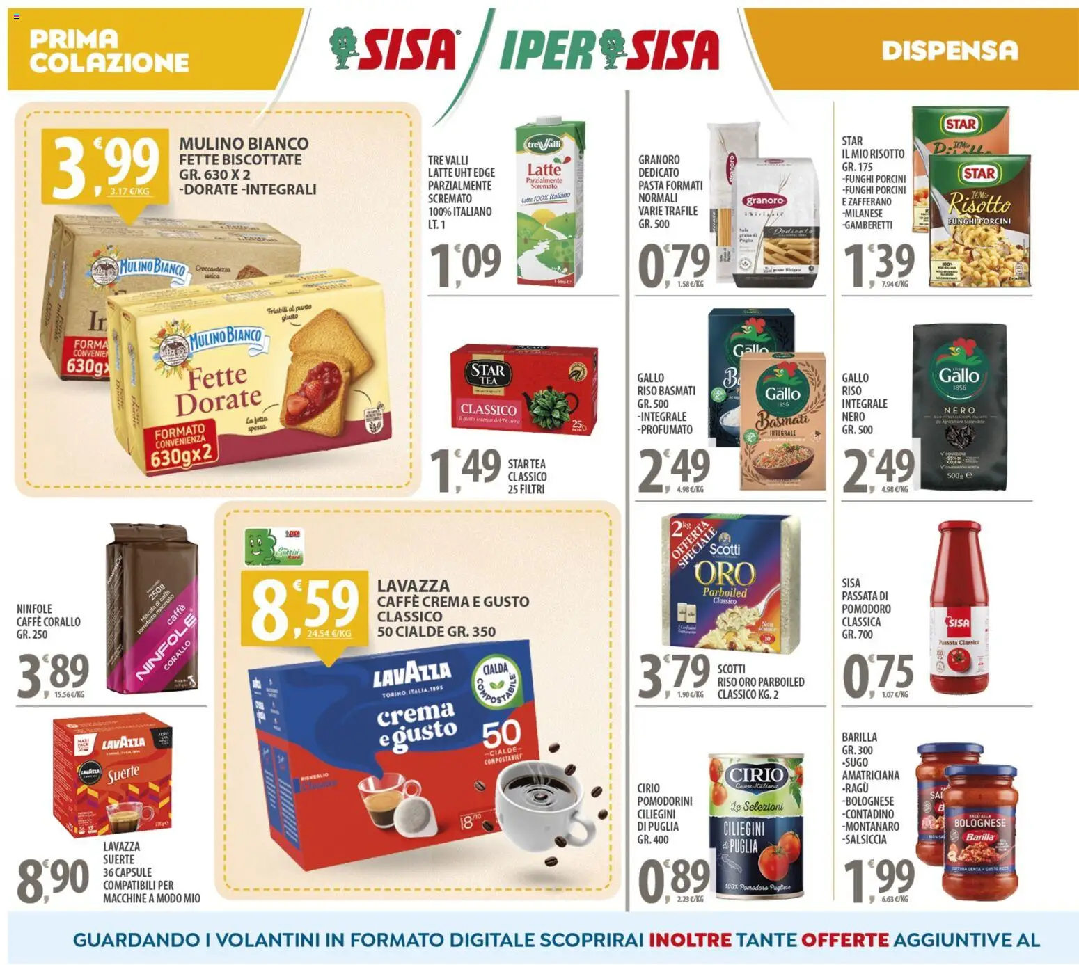 Volantino SISA del 24.10.2025 | Pagina: 8 | Prodotti: Pomodorini, Riso, Funghi, Lavazza