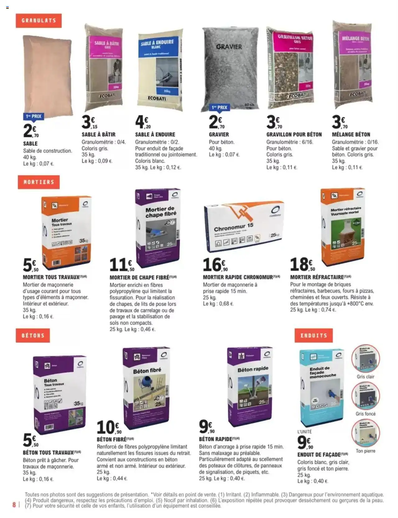  | Page: 8 | Produits: Mortier, Gravier, Briques, Prise